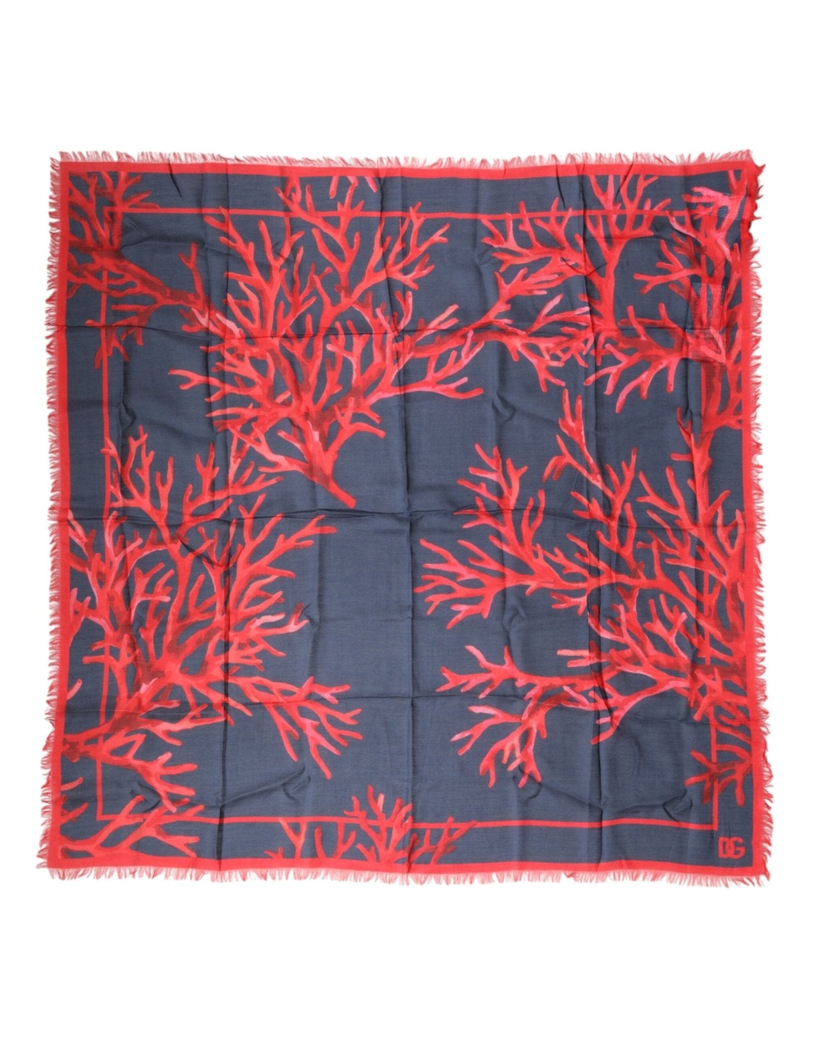 Dolce & Gabbana Blue Red Coral Print Square Foulard Men Scarf - RIMODA