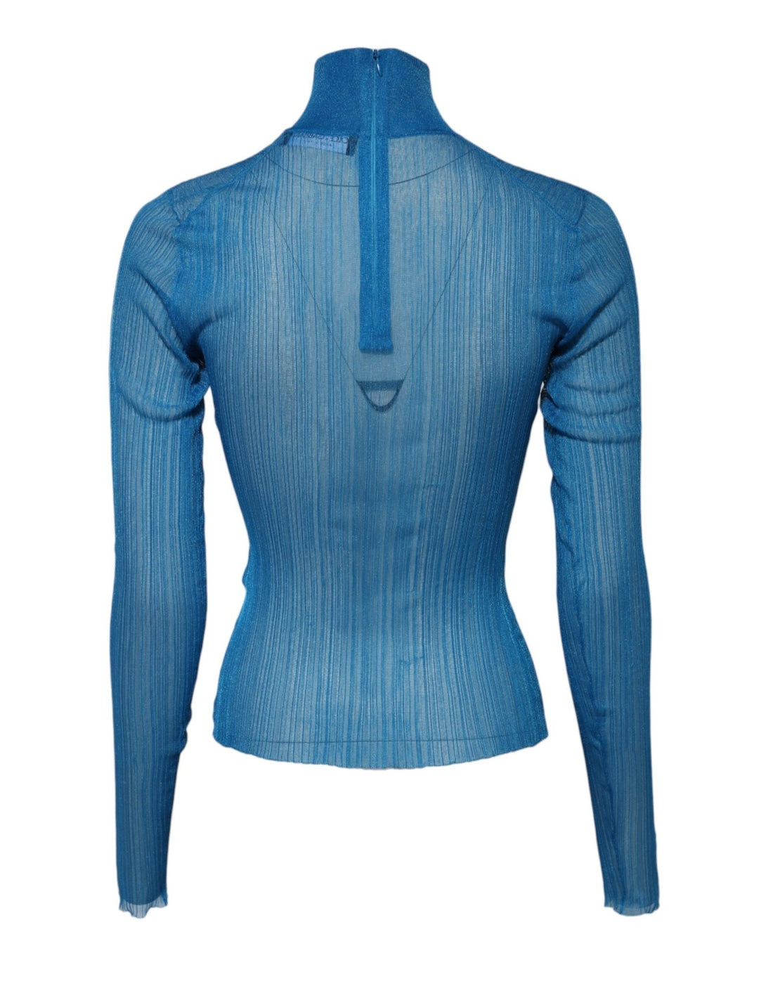 Dolce & Gabbana Blue See Through Turtleneck Long Sleeves Top - RIMODA