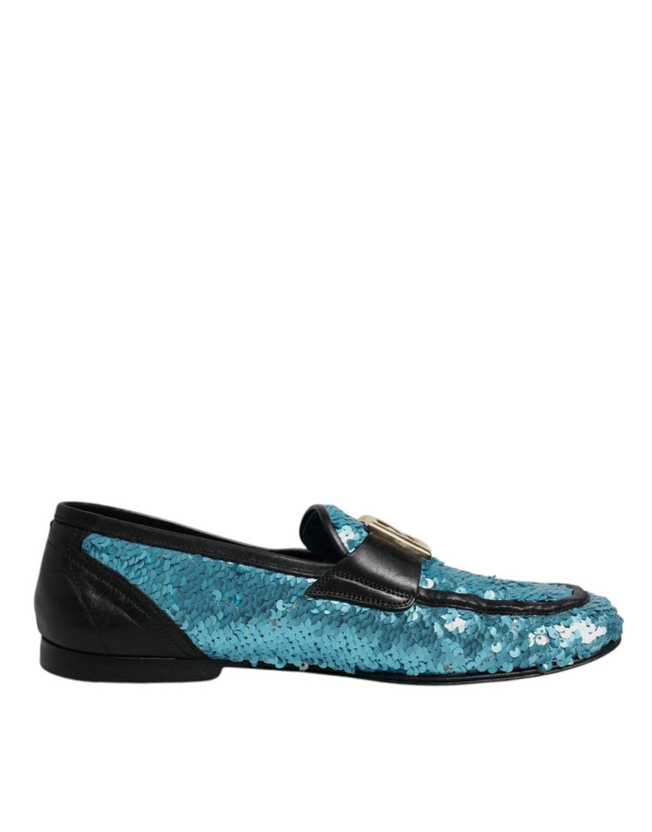 Dolce & Gabbana Blue Sequined Loafers Formal Dress Shoes - RIMODA