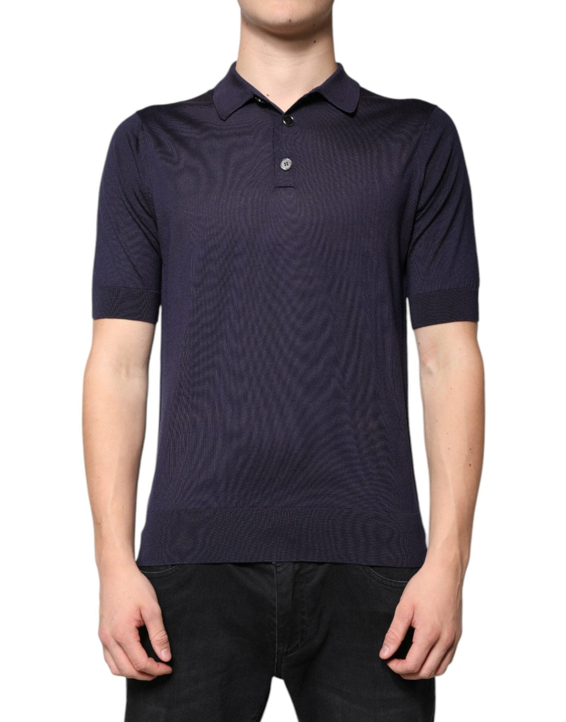 Dolce & Gabbana Blue Silk Collared Short Sleeves Polo T-shirt - RIMODA