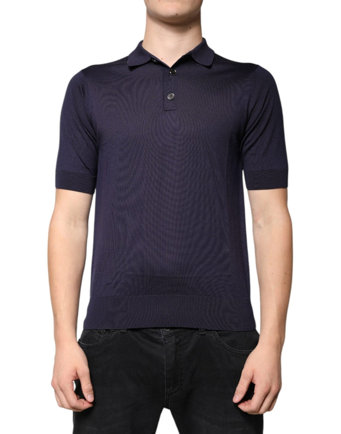 Dolce & Gabbana Blue Silk Collared Short Sleeves Polo T-shirt - RIMODA