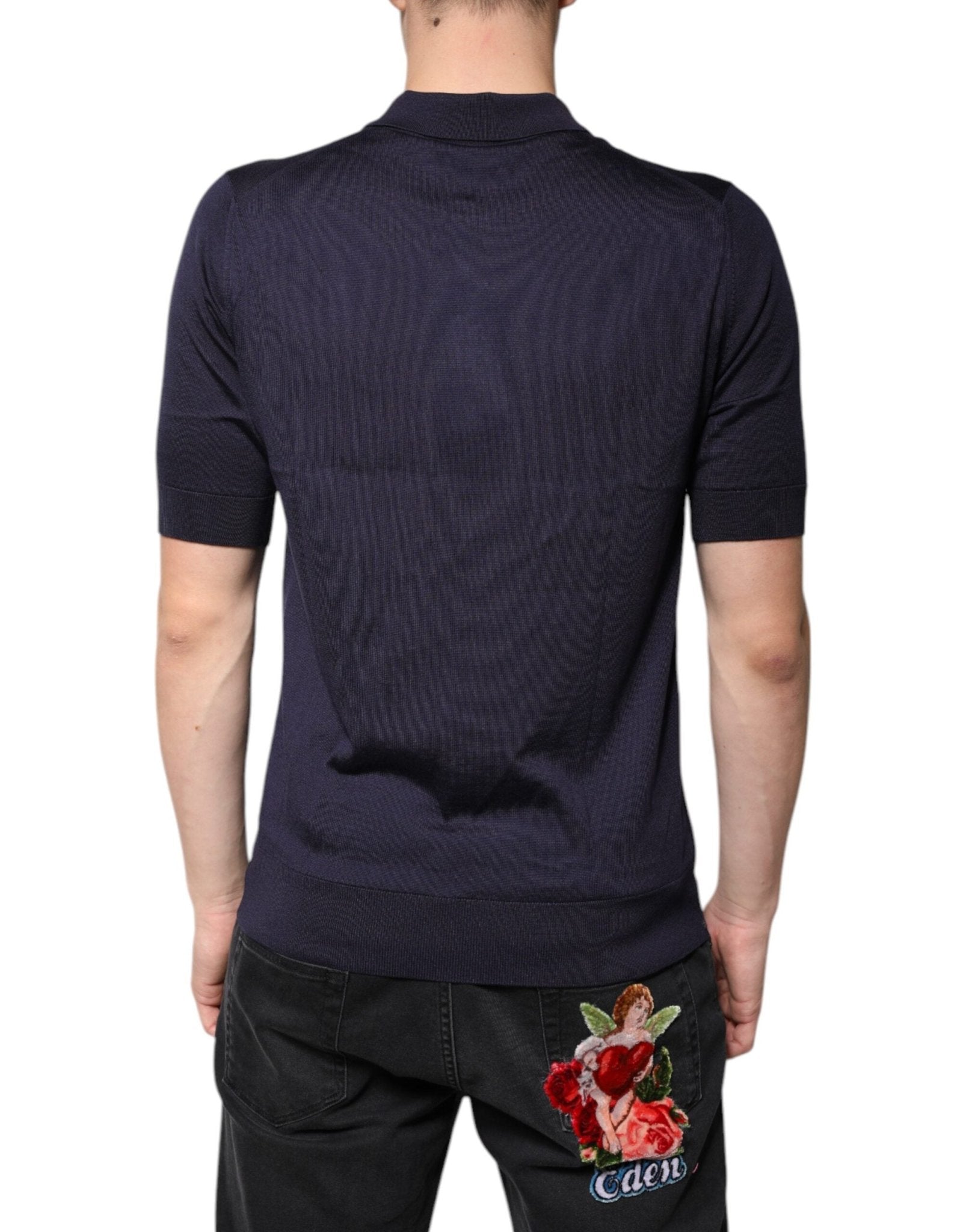 Dolce & Gabbana Blue Silk Collared Short Sleeves Polo T-shirt - RIMODA