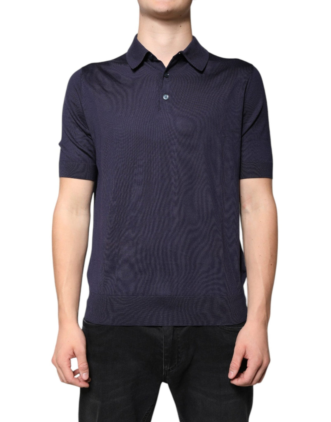 Dolce & Gabbana Blue Silk Collared Short Sleeves Polo T-shirt - RIMODA