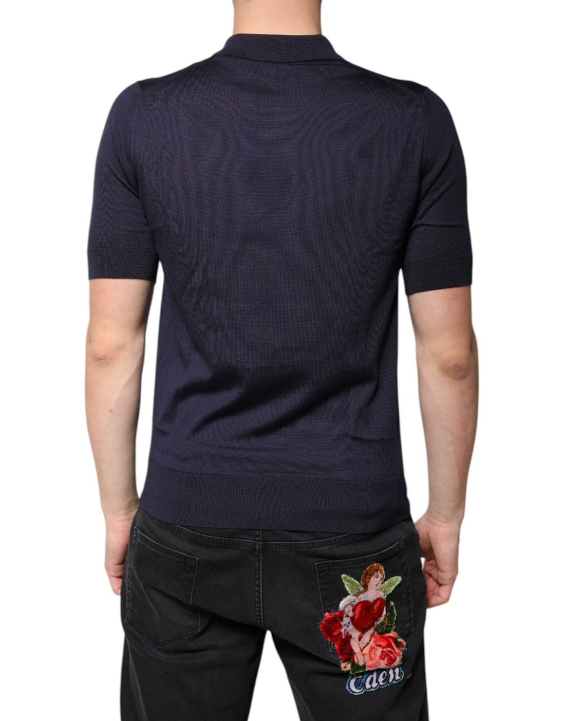 Dolce & Gabbana Blue Silk Collared Short Sleeves Polo T-shirt - RIMODA
