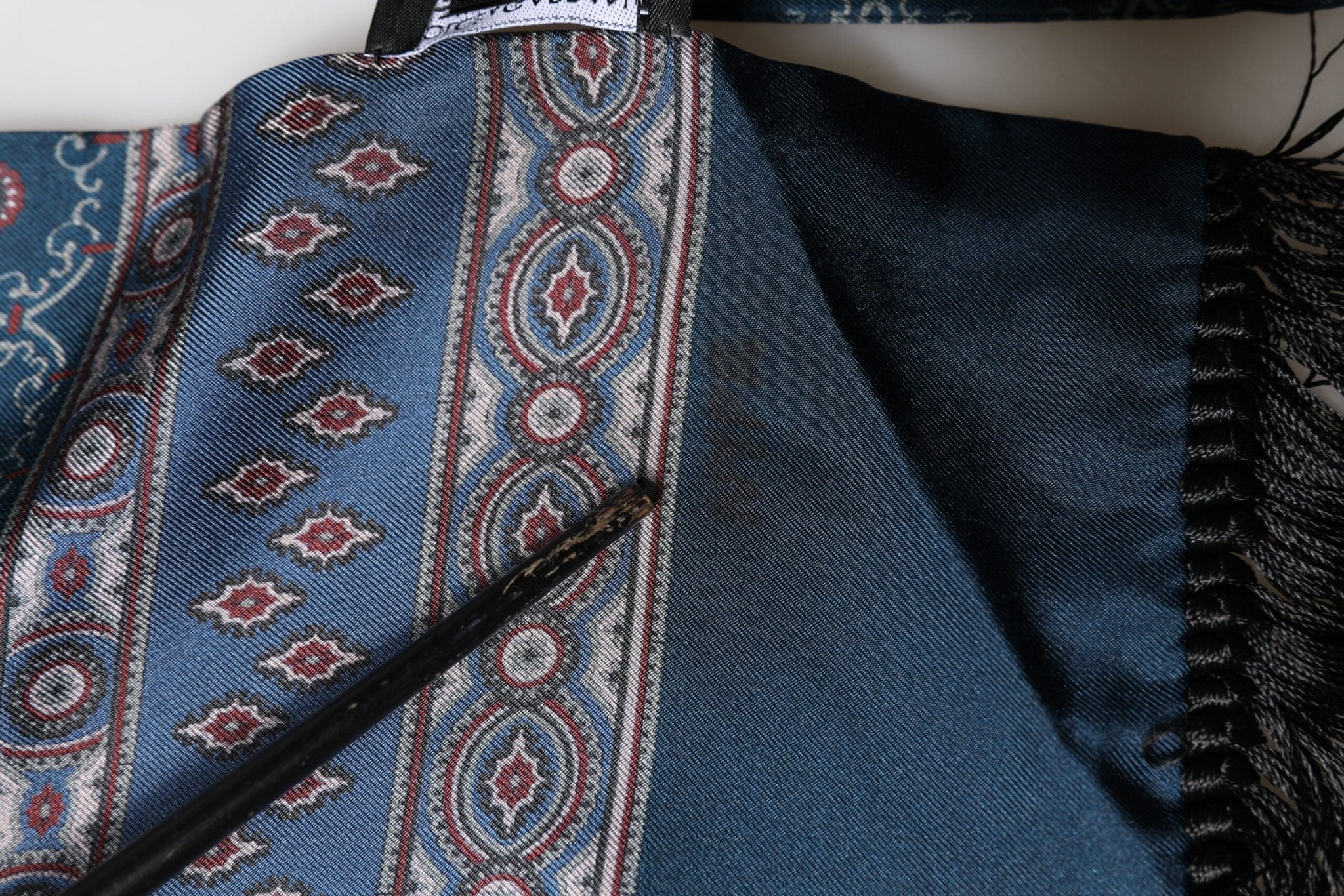 Dolce & Gabbana Blue Silk Crown Geometric Wrap Foulard 184cm X 33cm Scarf - RIMODA