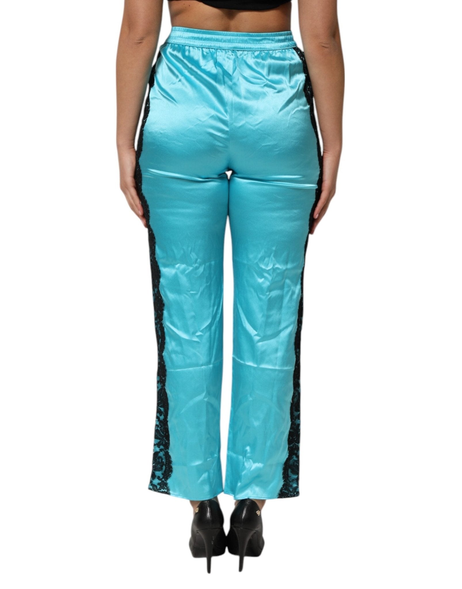 Dolce & Gabbana Blue Silk Garterized Straight Women Pajama Pants - RIMODA