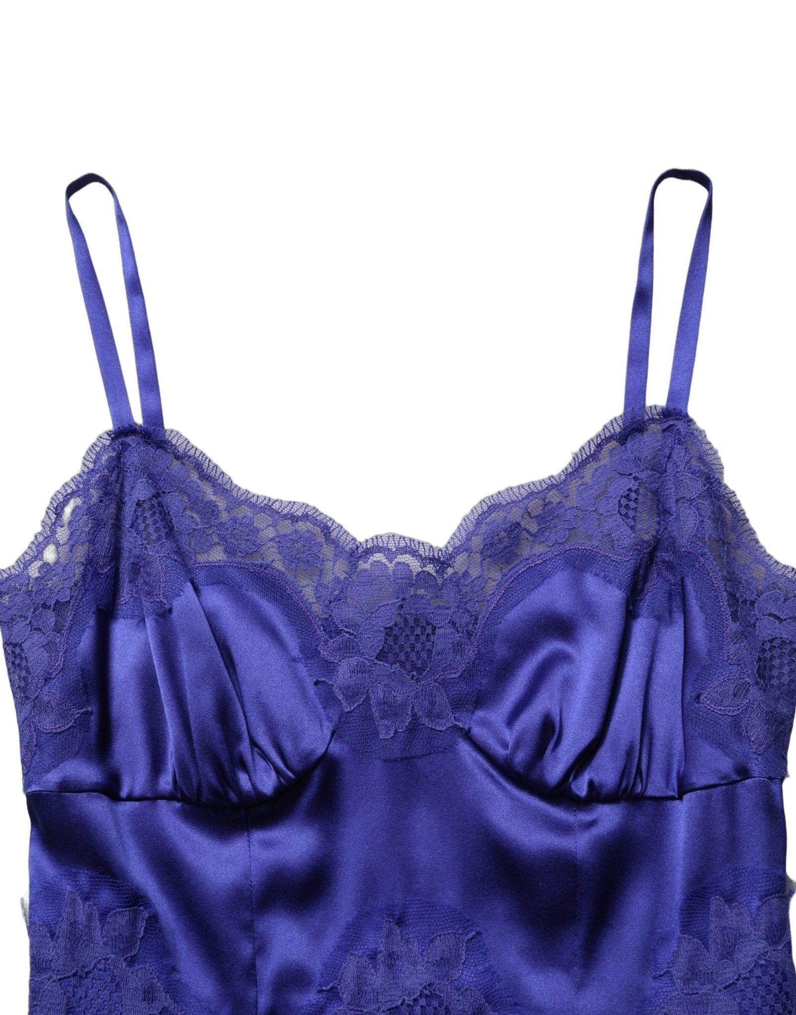 Dolce & Gabbana Blue Sleeveless Lace Trim A - line Gown Dress - RIMODA