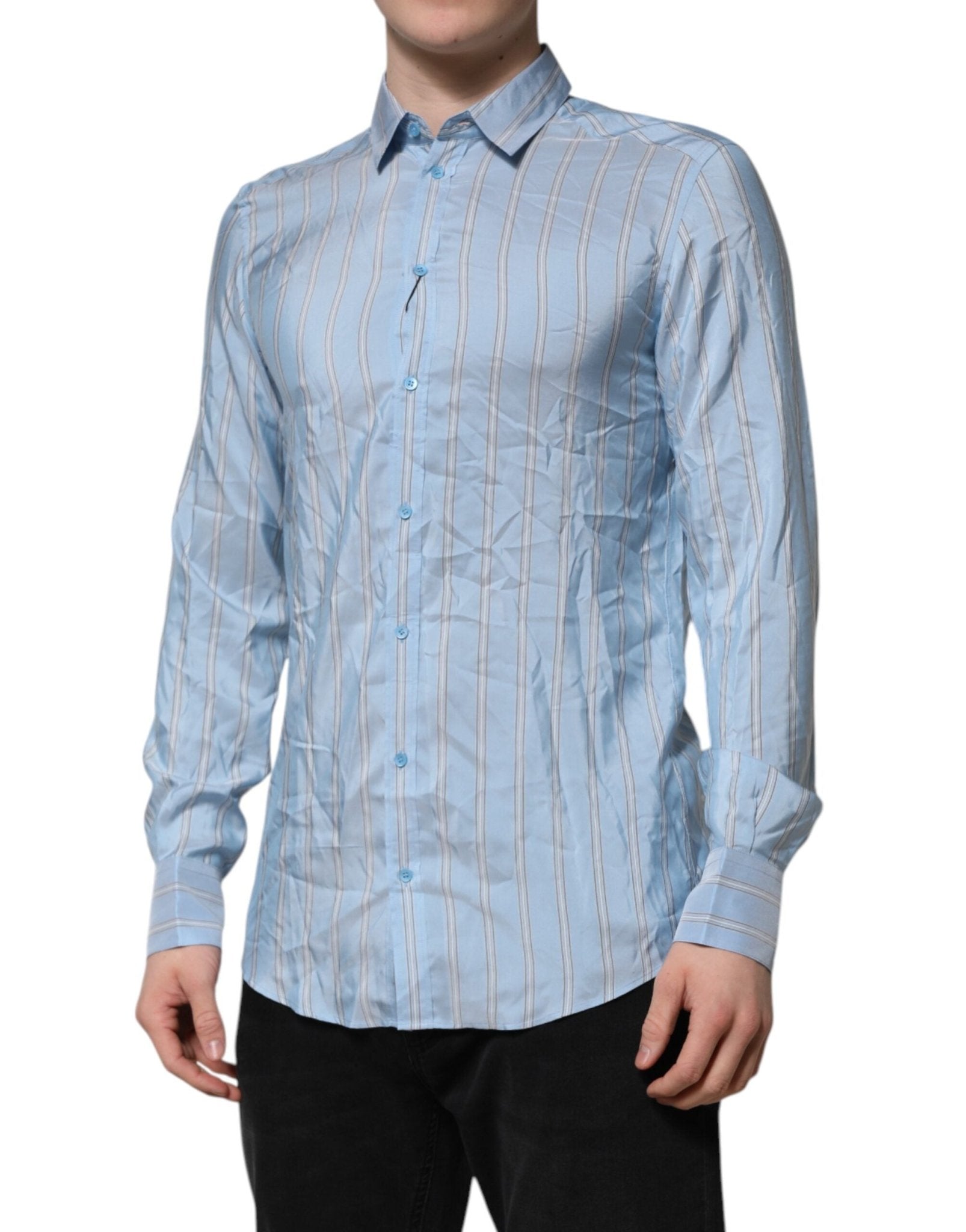 Dolce & Gabbana Blue Striped MARTINI Long Sleeve Dress Shirt - RIMODA