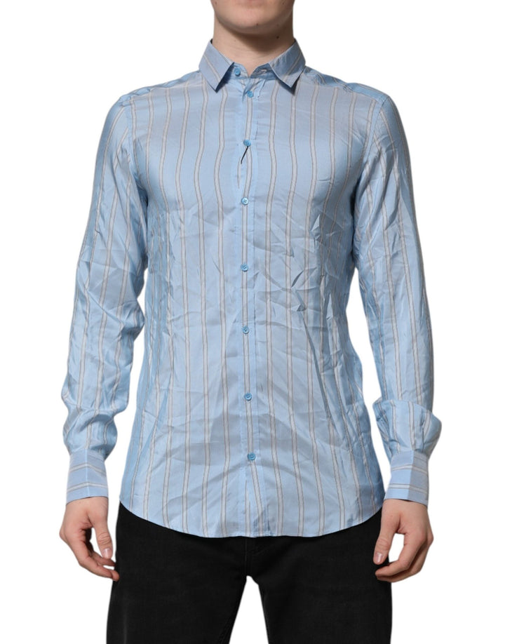 Dolce & Gabbana Blue Striped MARTINI Long Sleeve Dress Shirt - RIMODA