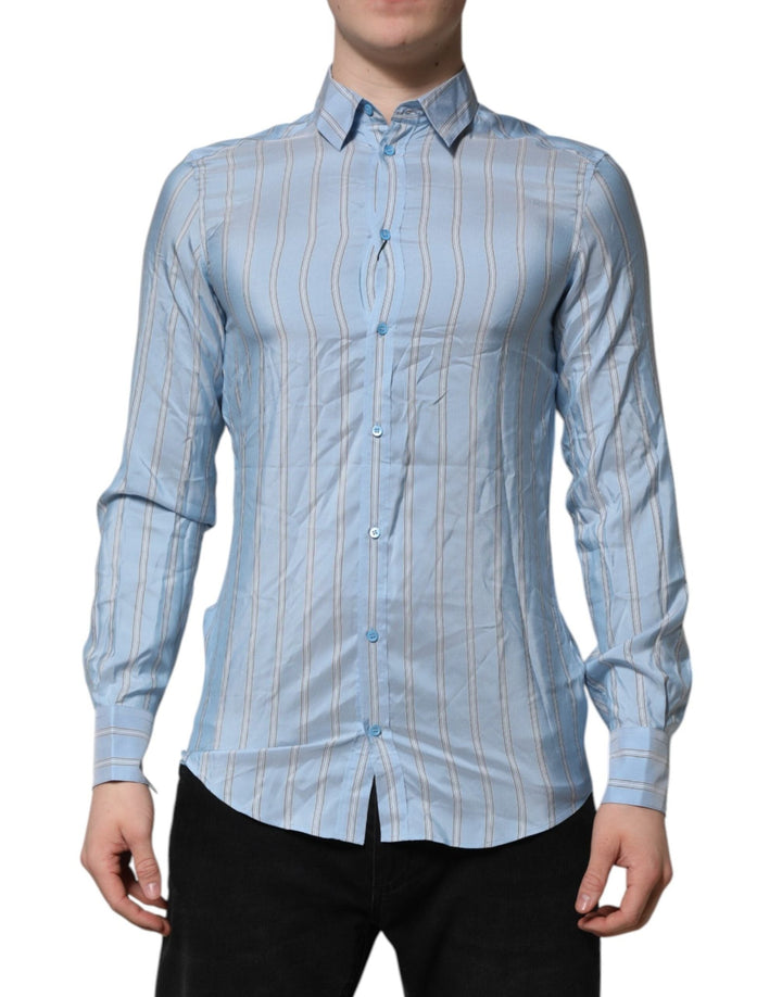 Dolce & Gabbana Blue Striped MARTINI Long Sleeves Dress Shirt - RIMODA