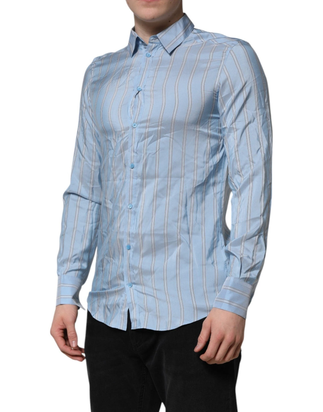 Dolce & Gabbana Blue Striped MARTINI Long Sleeves Dress Shirt - RIMODA