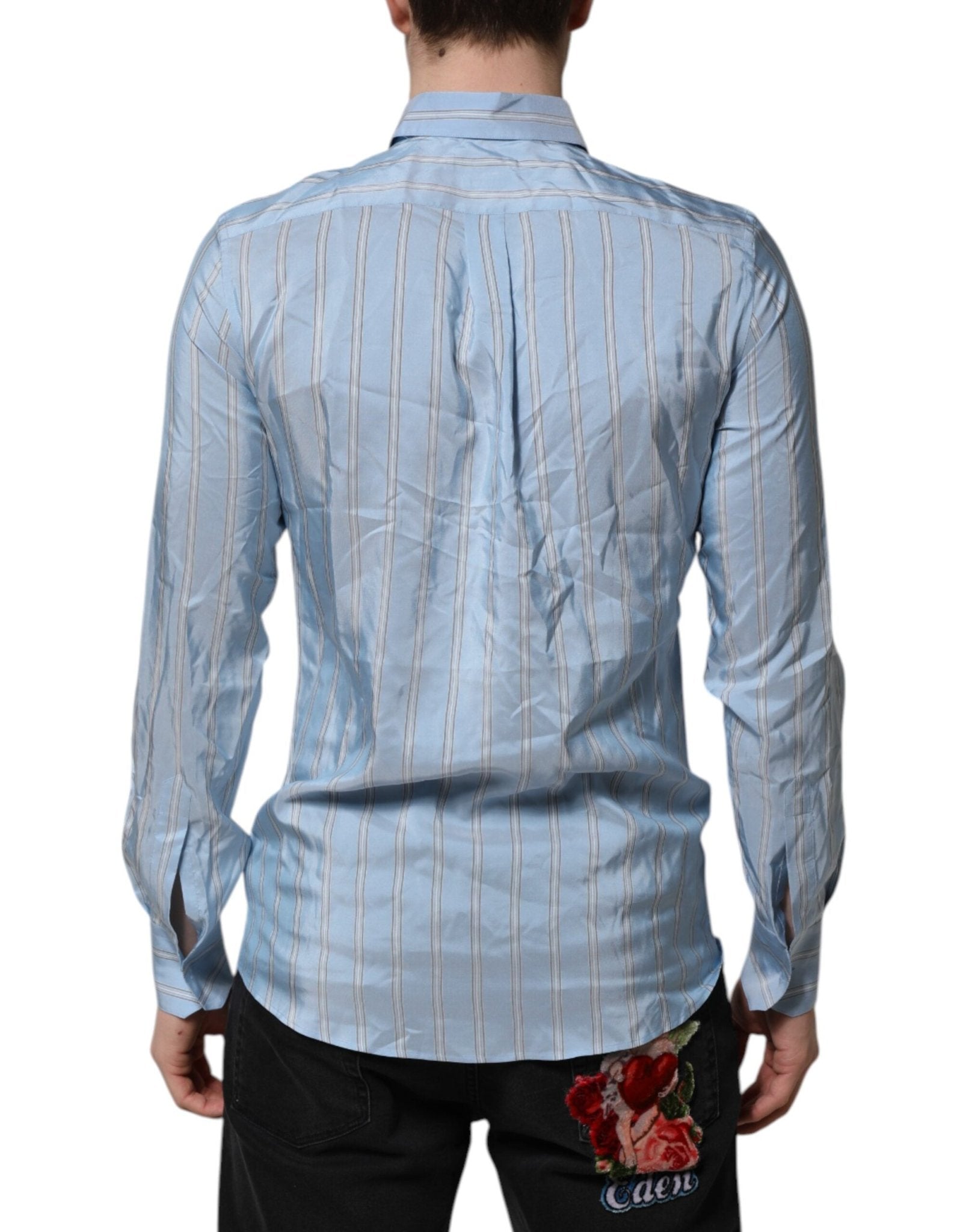 Dolce & Gabbana Blue Striped MARTINI Long Sleeves Dress Shirt - RIMODA