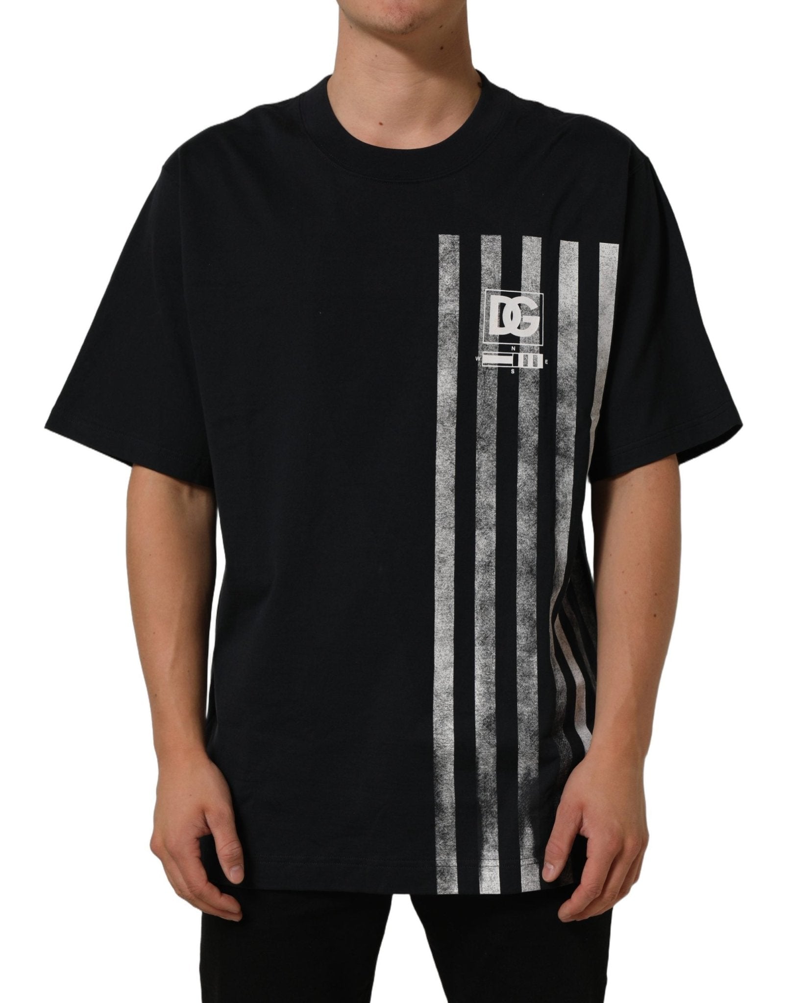 Dolce & Gabbana Blue Striped Print Cotton Crew Neck T-shirt - RIMODA