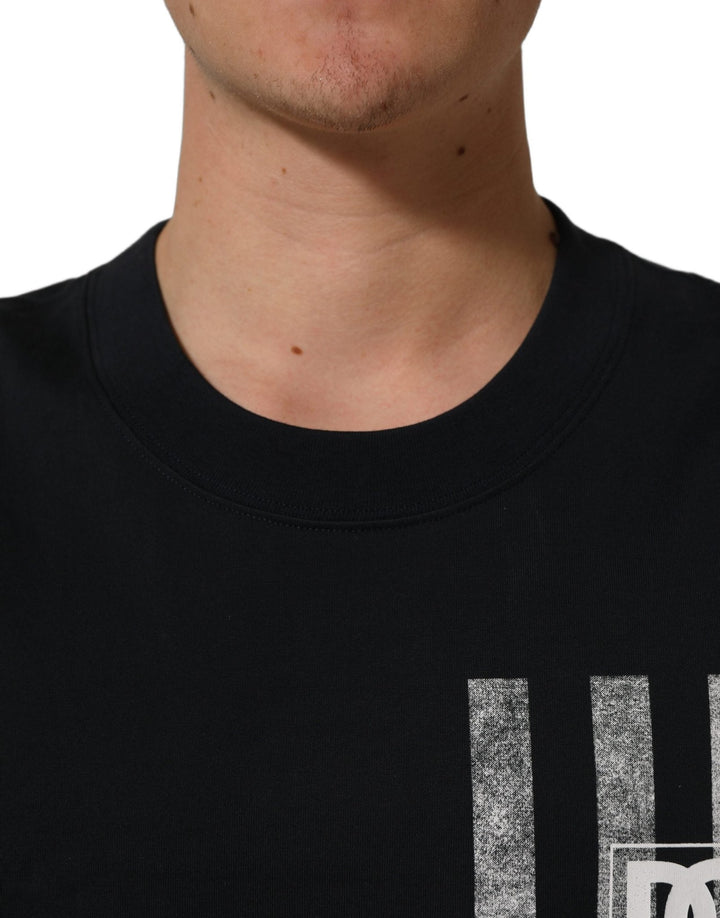 Dolce & Gabbana Blue Striped Print Cotton Crew Neck T-shirt - RIMODA