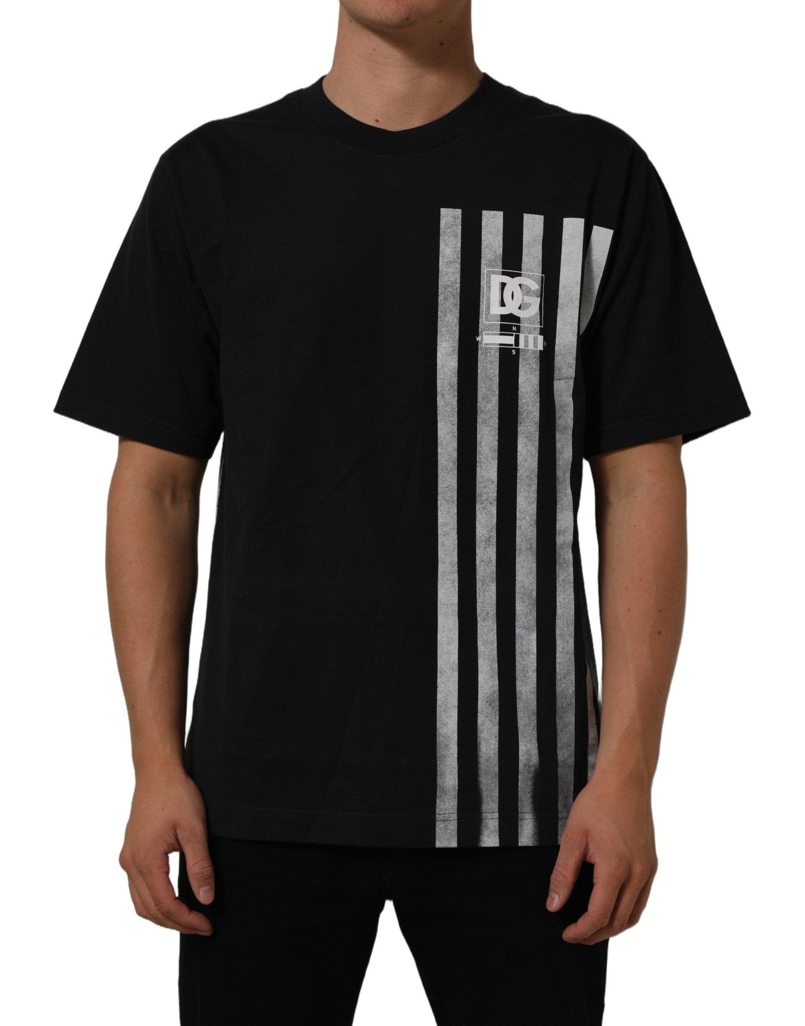 Dolce & Gabbana Blue Striped Print Cotton Crew Neck T-shirt - RIMODA