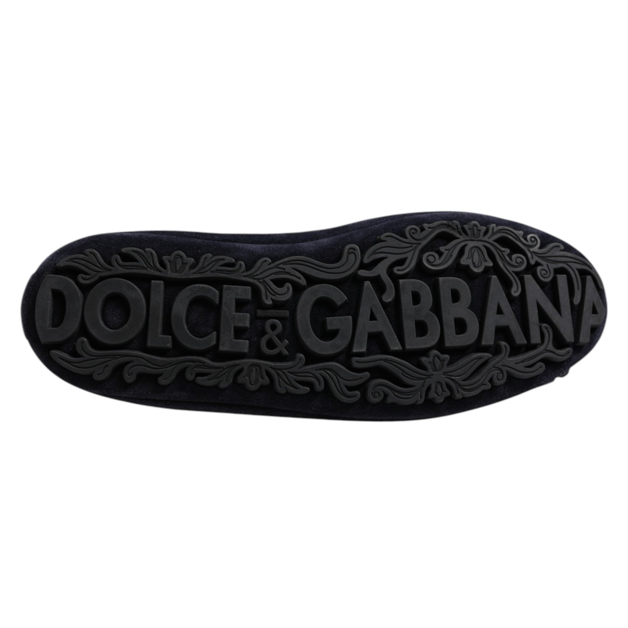 Dolce & Gabbana Blue Suede Crown Crystal Loafers Dress Shoes - RIMODA