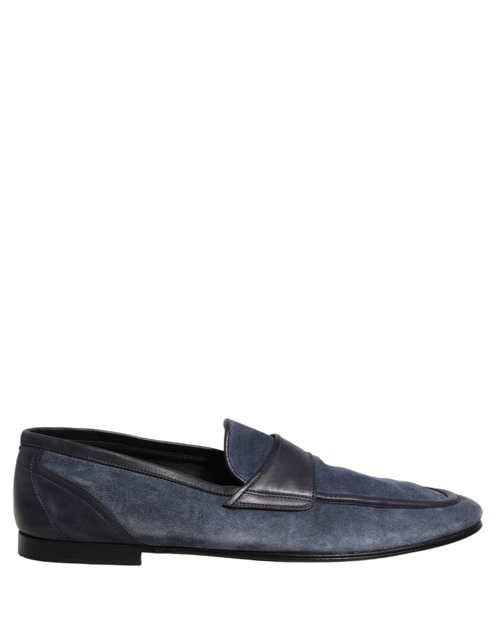 Dolce & Gabbana Blue Suede Leather Loafers Moccasins Shoes - RIMODA