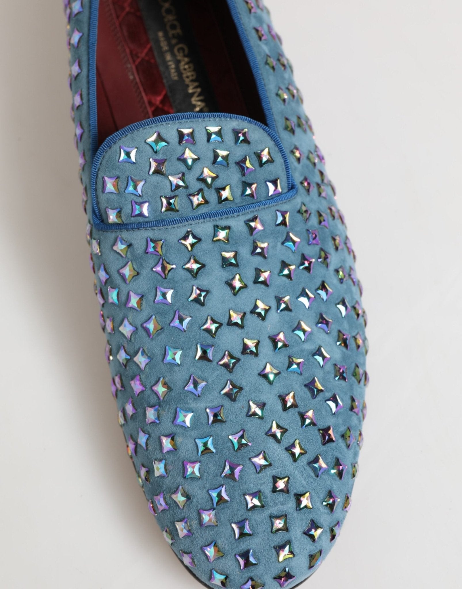 Dolce & Gabbana Blue Suede Studded Dress Men Loafers Shoes - RIMODA