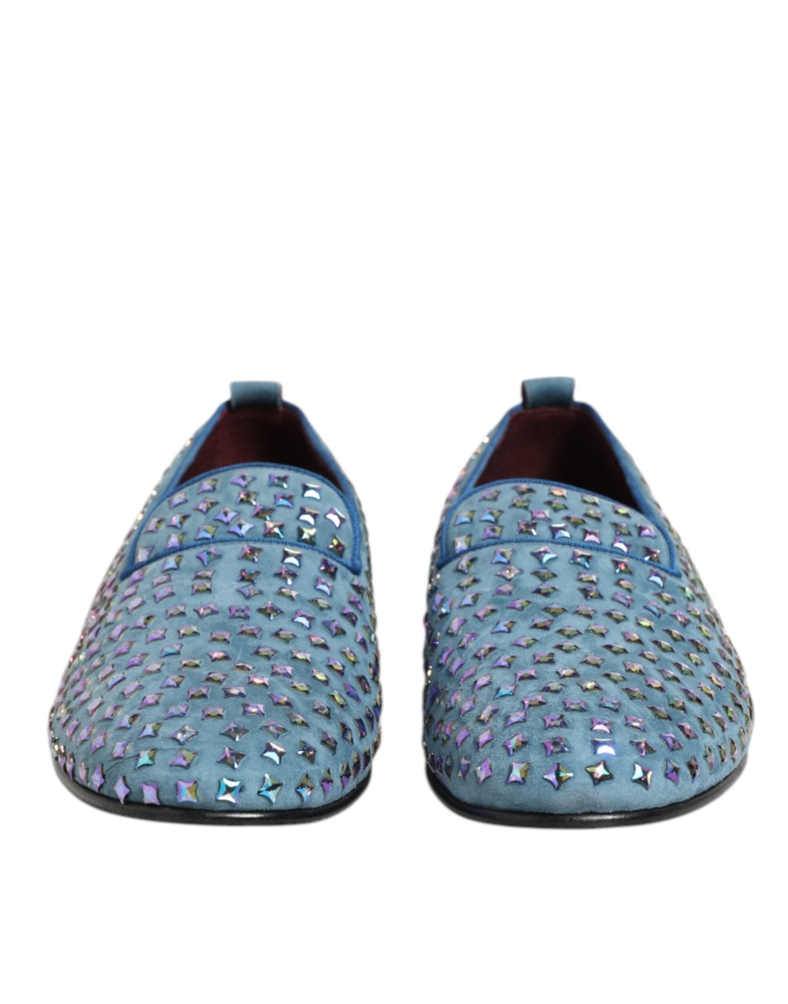 Dolce & Gabbana Blue Suede Studded Dress Men Loafers Shoes - RIMODA