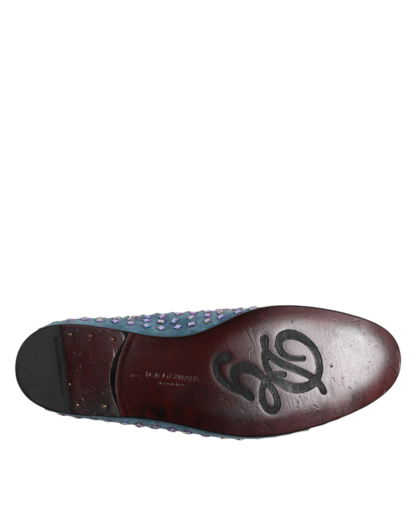 Dolce & Gabbana Blue Suede Studded Dress Men Loafers Shoes - RIMODA
