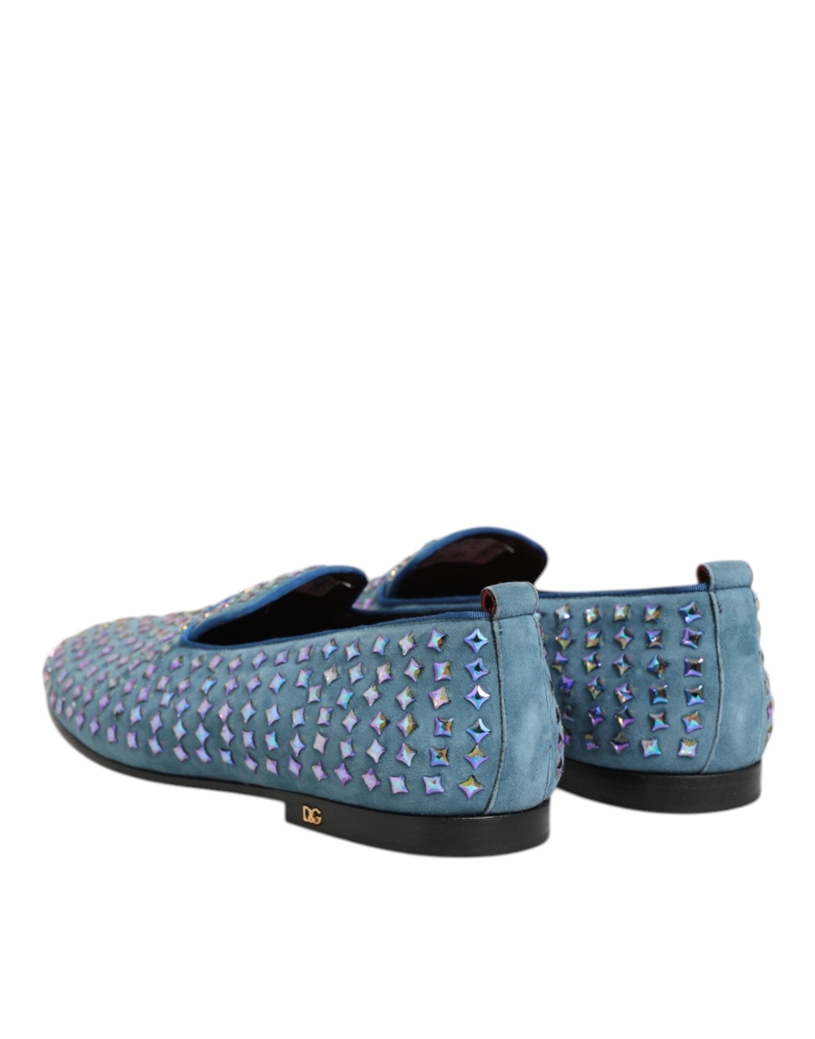 Dolce & Gabbana Blue Suede Studded Dress Men Loafers Shoes - RIMODA
