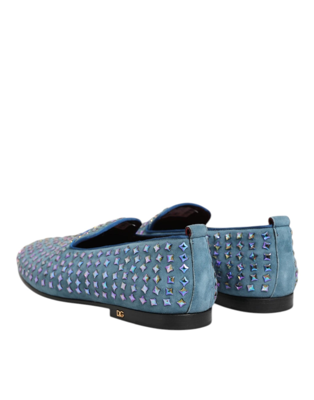 Dolce & Gabbana Blue Suede Studded Dress Men Loafers Shoes - RIMODA