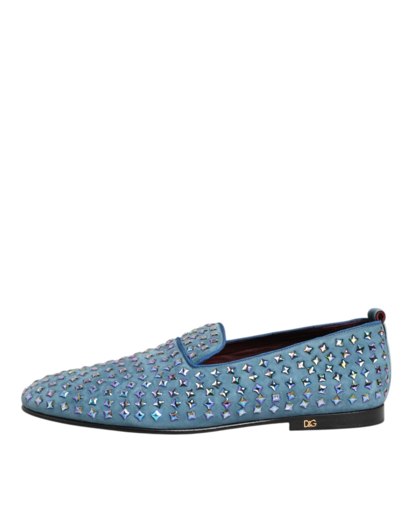 Dolce & Gabbana Blue Suede Studded Dress Men Loafers Shoes - RIMODA
