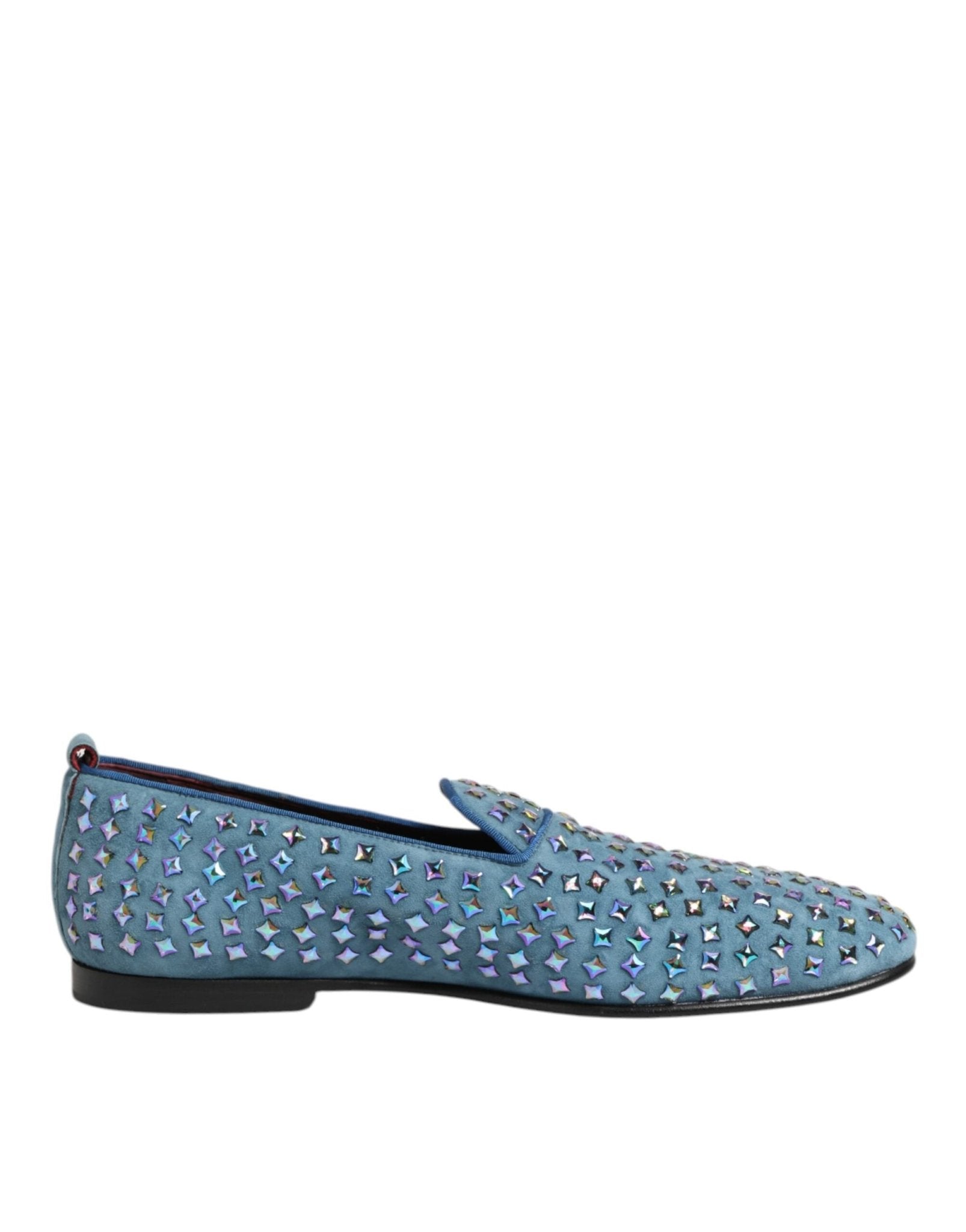 Dolce & Gabbana Blue Suede Studded Dress Men Loafers Shoes - RIMODA