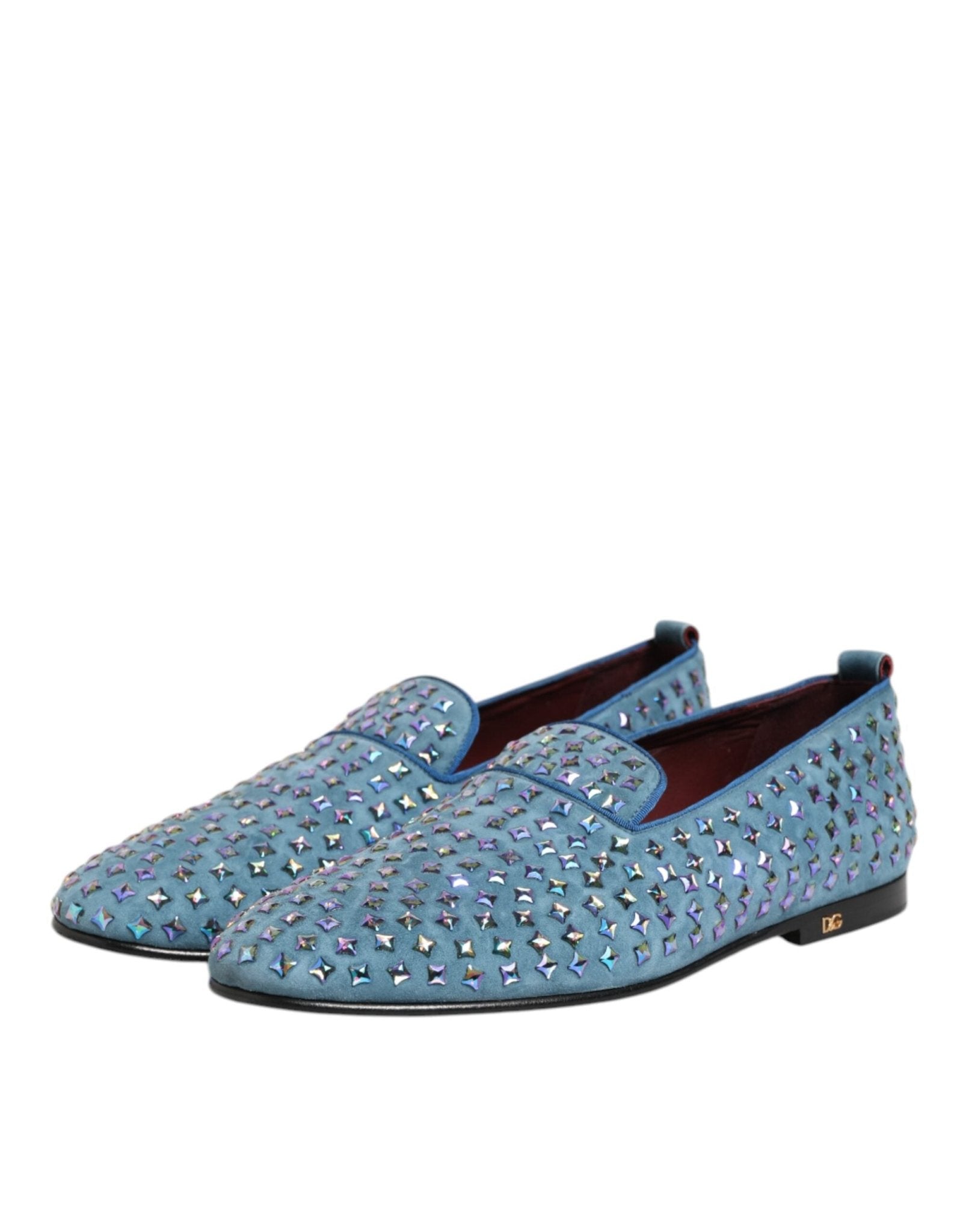 Dolce & Gabbana Blue Suede Studded Dress Men Loafers Shoes - RIMODA