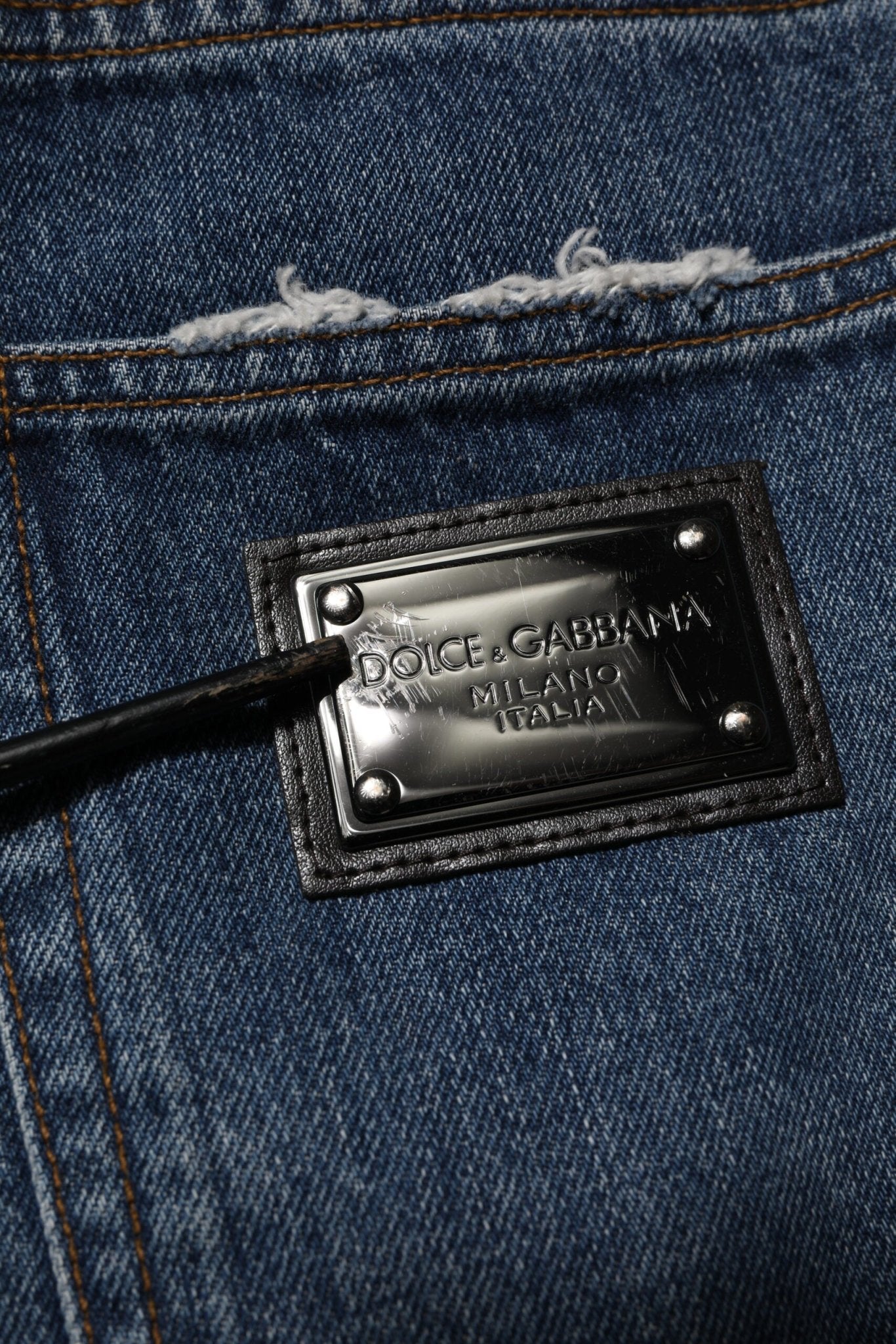 Dolce & Gabbana Blue Tattered Cotton Straight Denim Jeans - RIMODA