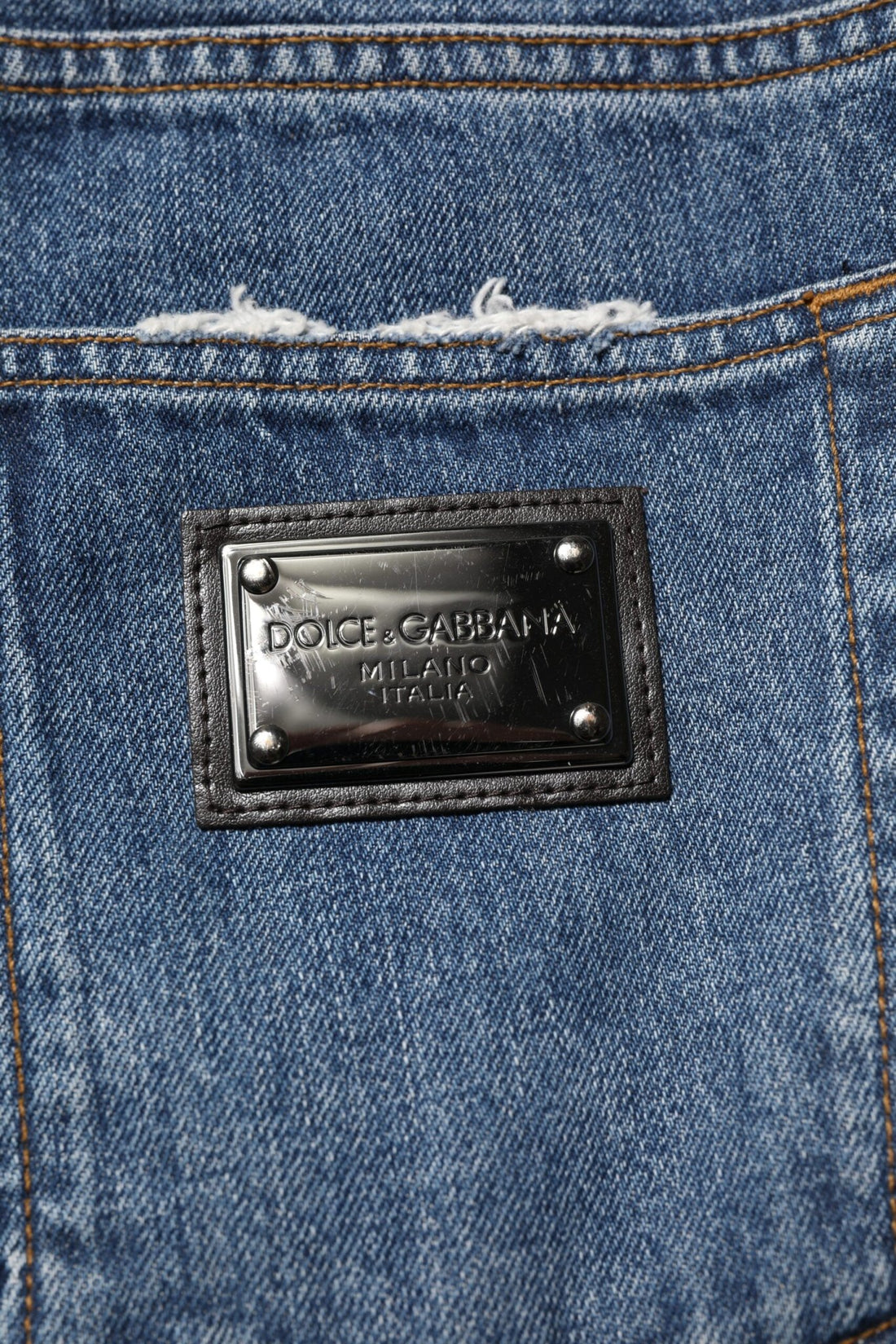 Dolce & Gabbana Blue Tattered Cotton Straight Denim Jeans - RIMODA