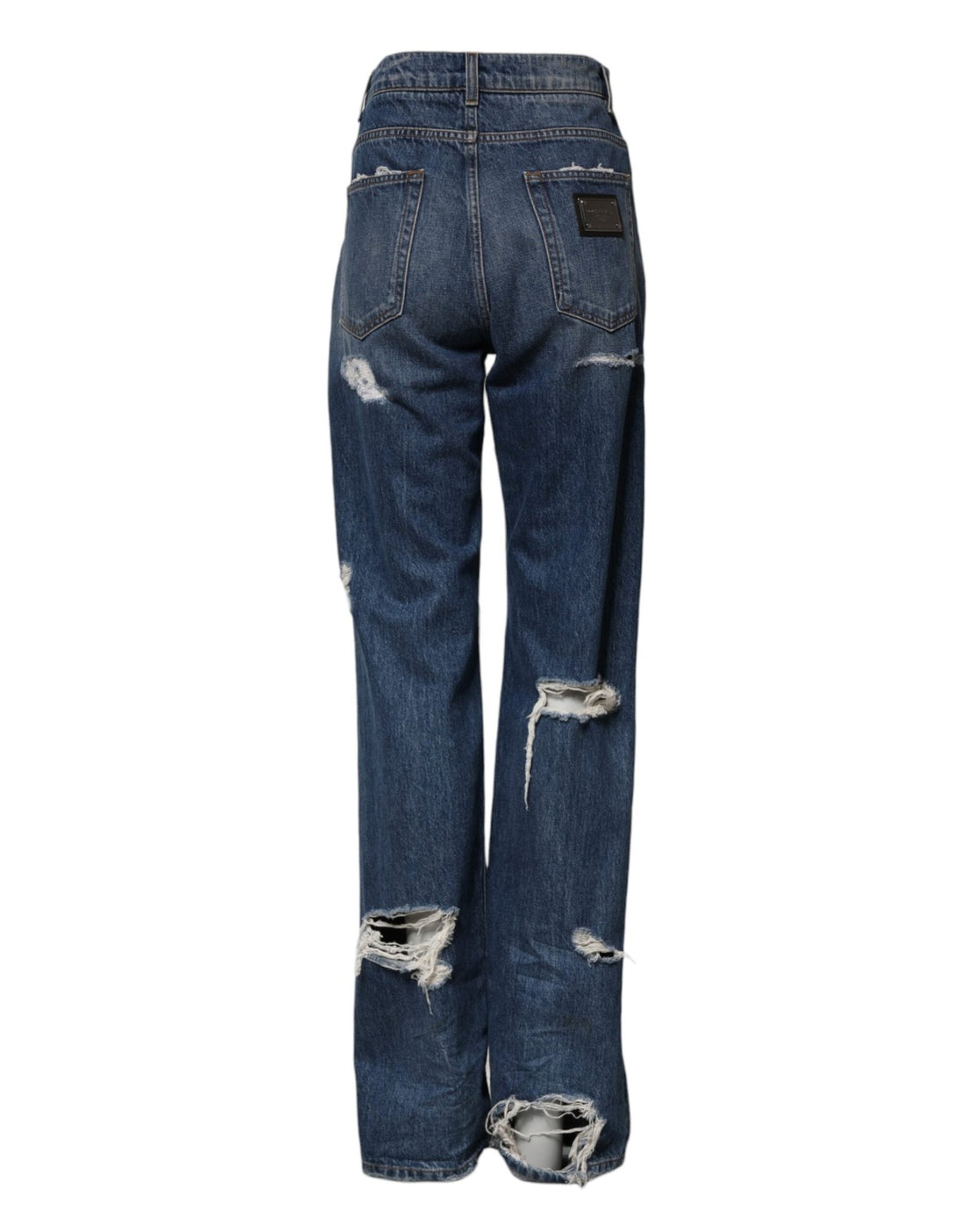 Dolce & Gabbana Blue Tattered Cotton Straight Denim Jeans - RIMODA