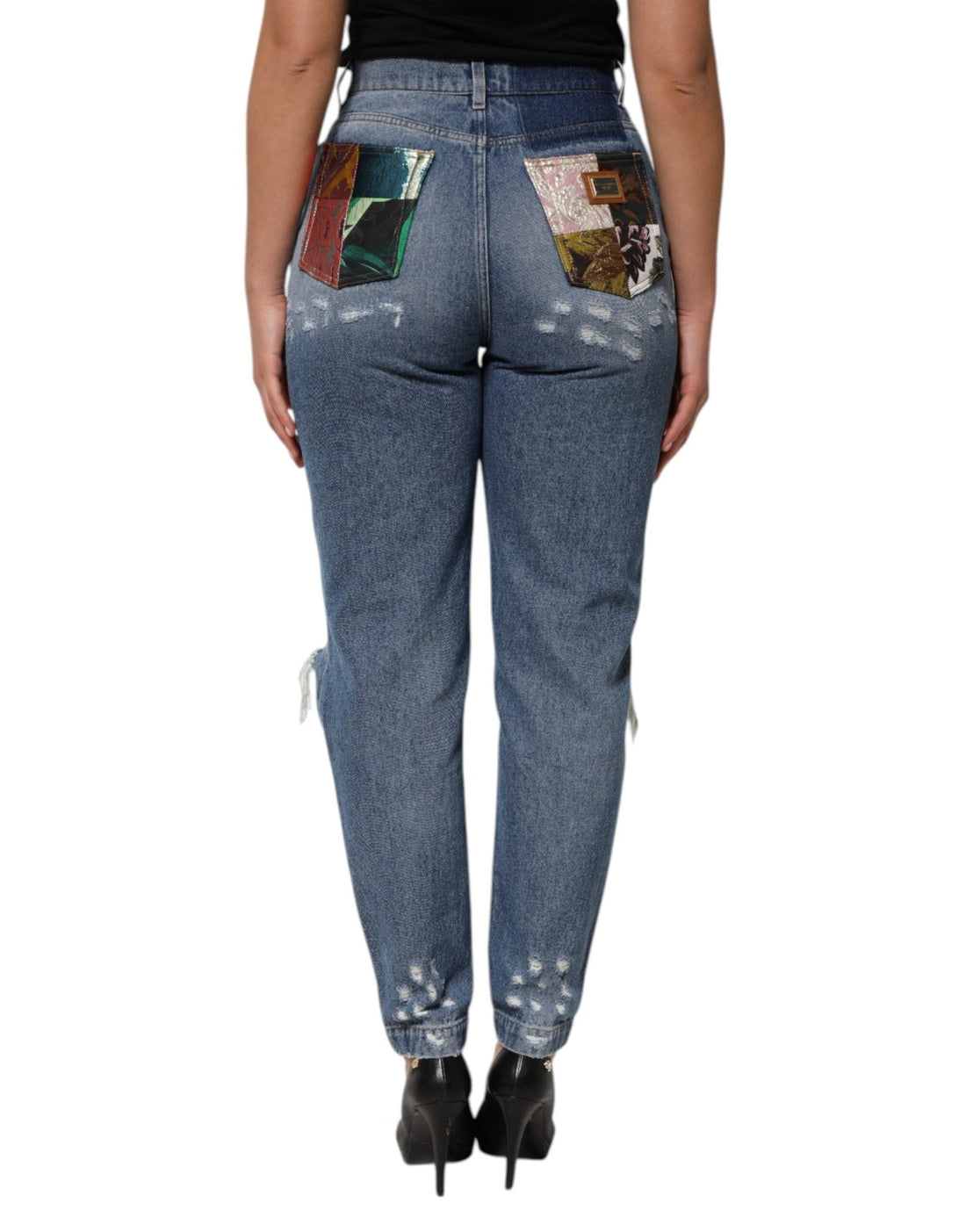 Dolce & Gabbana Blue Tattered High Waist Women Denim Jeans - RIMODA