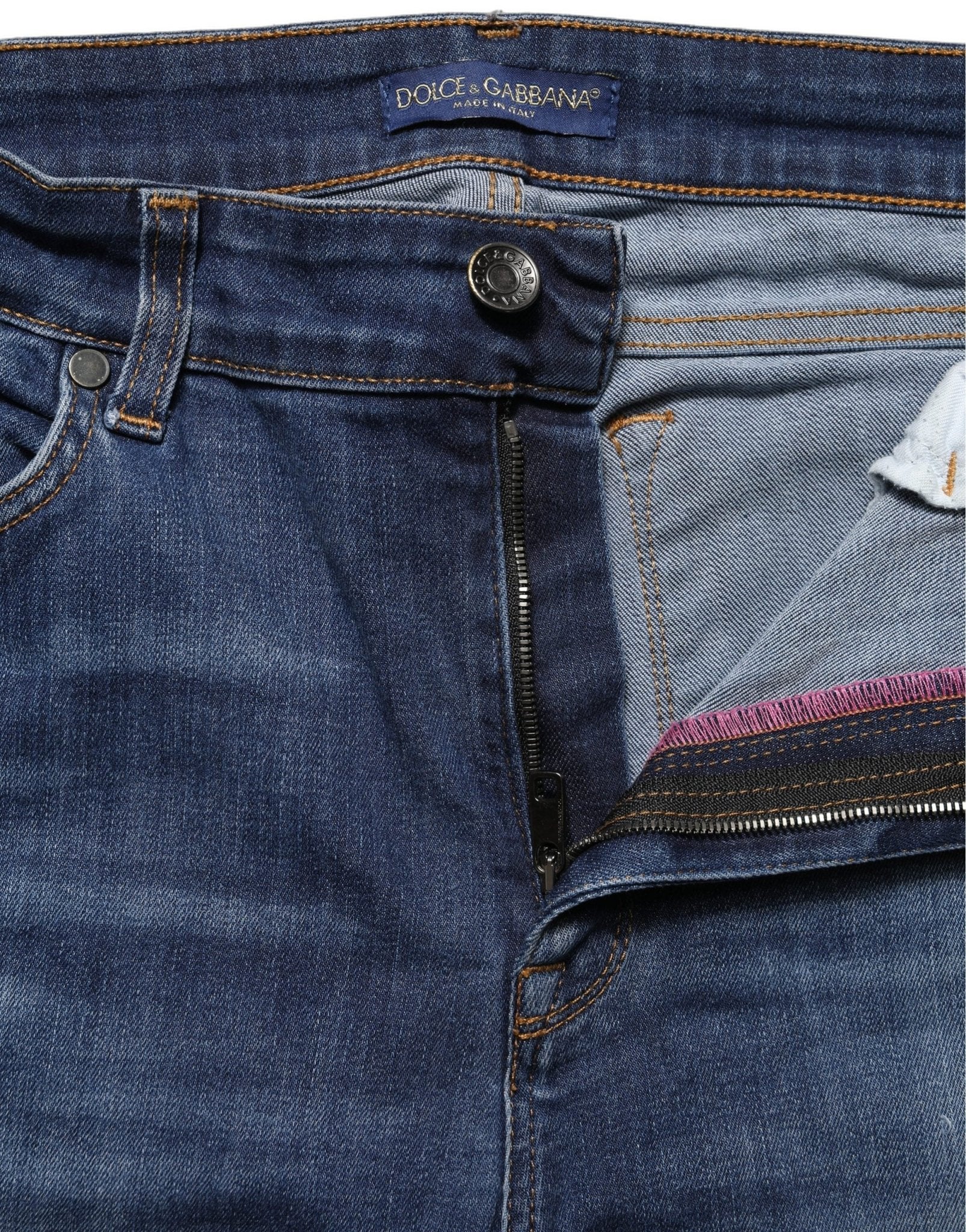 Dolce & Gabbana Blue Tattered Skinny Mid Waist Denim Jeans - RIMODA