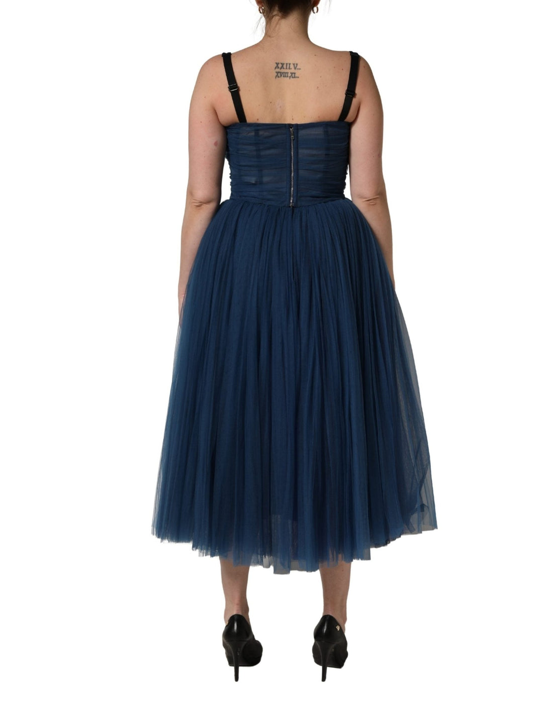 Dolce & Gabbana Blue Tulle Midi A - line Sleeveless Dress - RIMODA