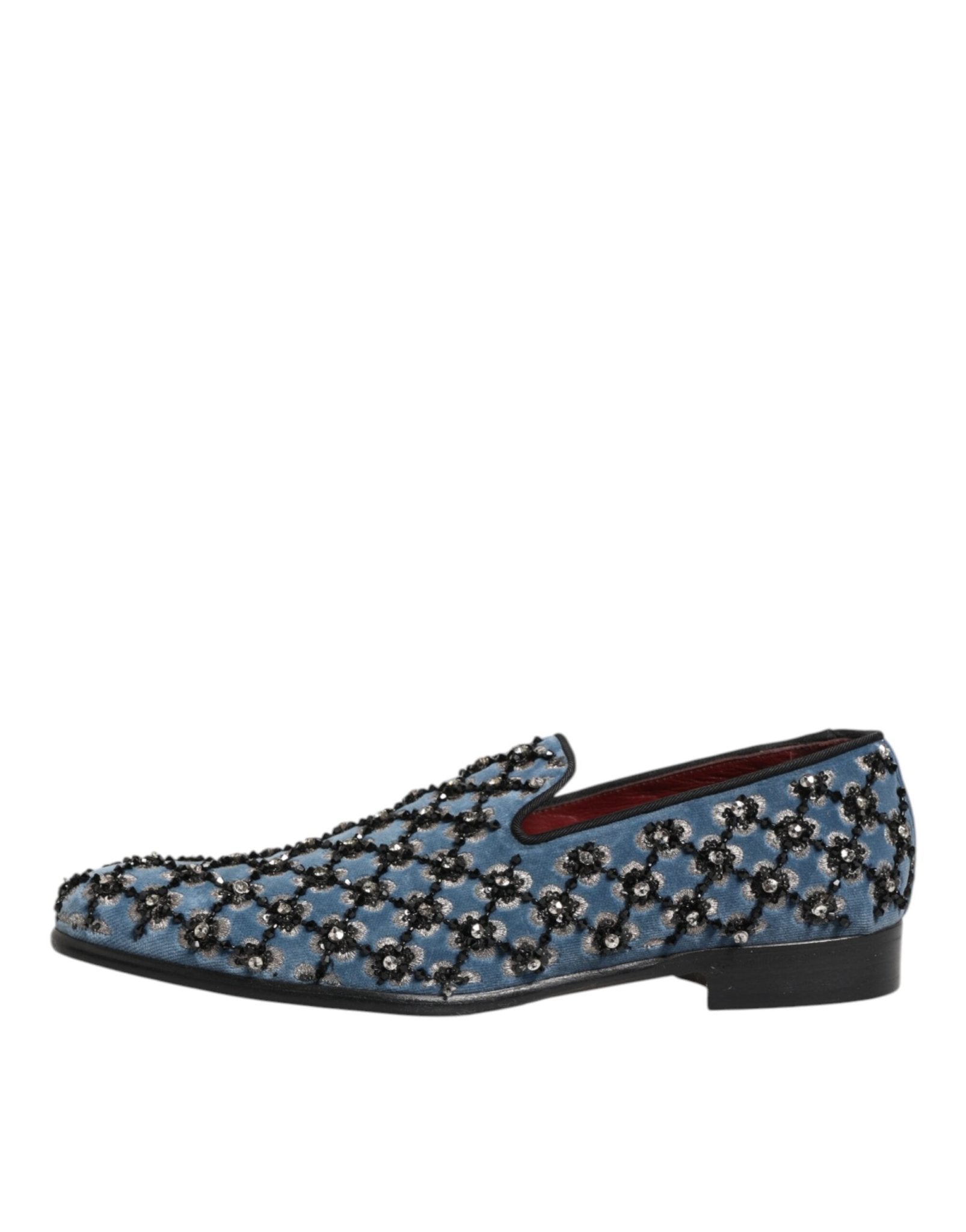 Dolce & Gabbana Blue Velvet Crystal Detailing Loafer Men Shoes - RIMODA