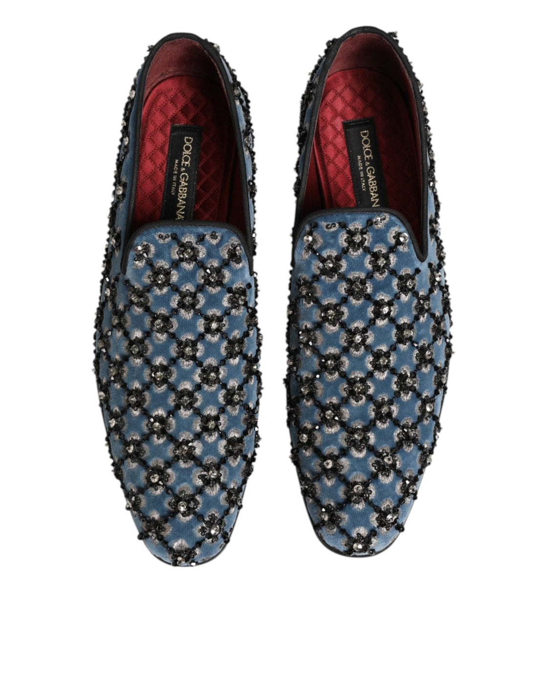 Dolce & Gabbana Blue Velvet Crystal Detailing Loafer Men Shoes - RIMODA