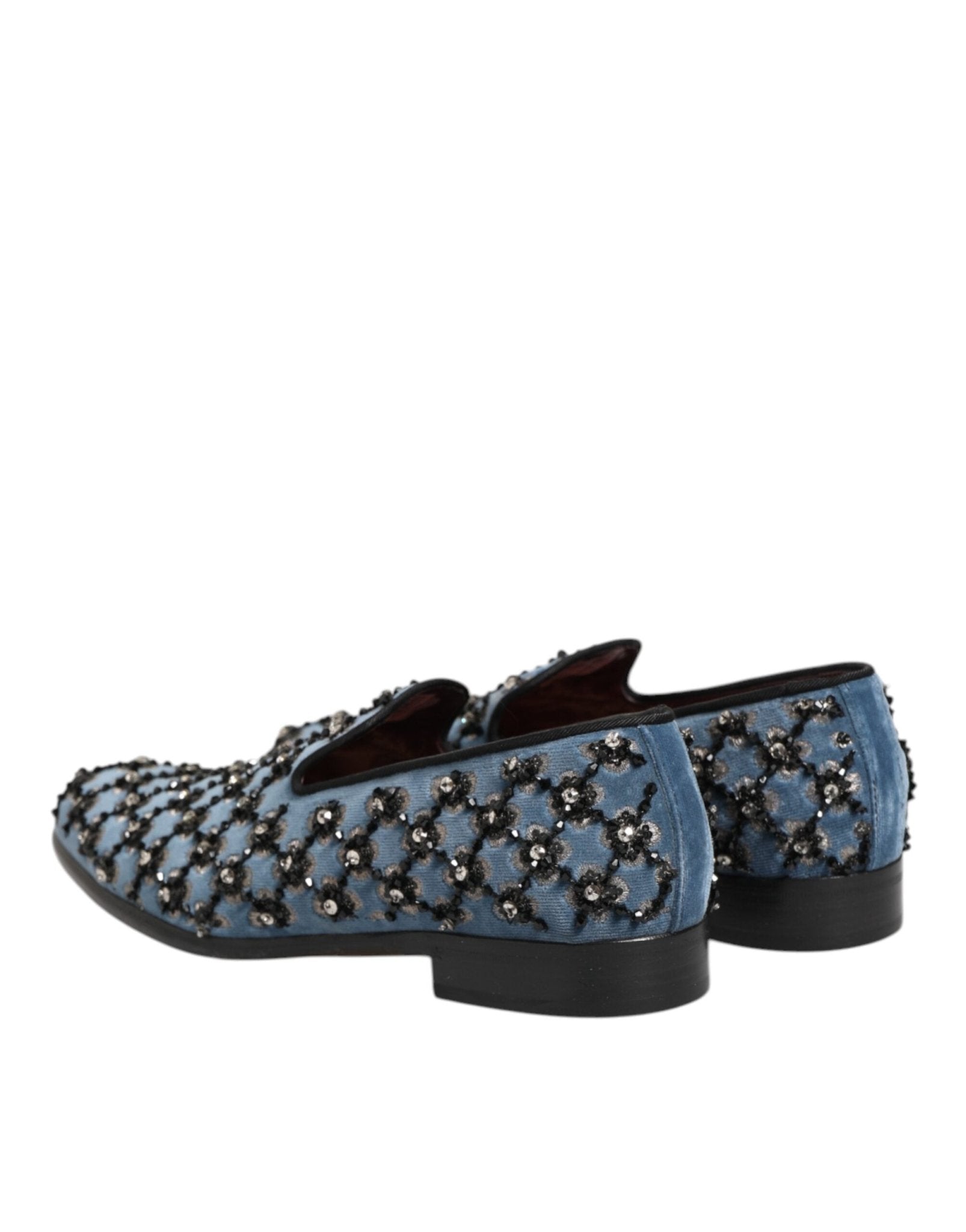 Dolce & Gabbana Blue Velvet Crystal Detailing Loafer Men Shoes - RIMODA