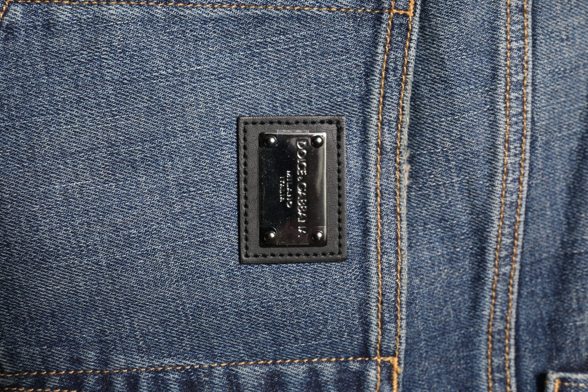 Dolce & Gabbana Blue Washed Skinny Logo Plaque Men Denim Jeans - RIMODA