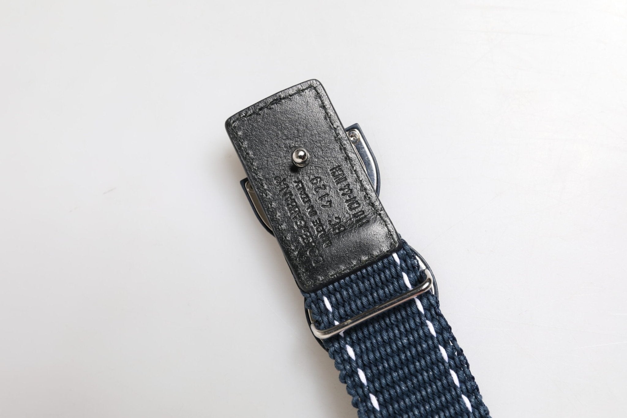 Dolce & Gabbana Blue White Cotton DG Logo Metal Buckle Belt - RIMODA
