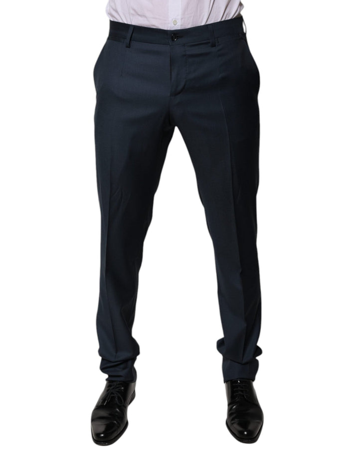 Dolce & Gabbana Blue Wool Tapered Formal Dress Pants - RIMODA
