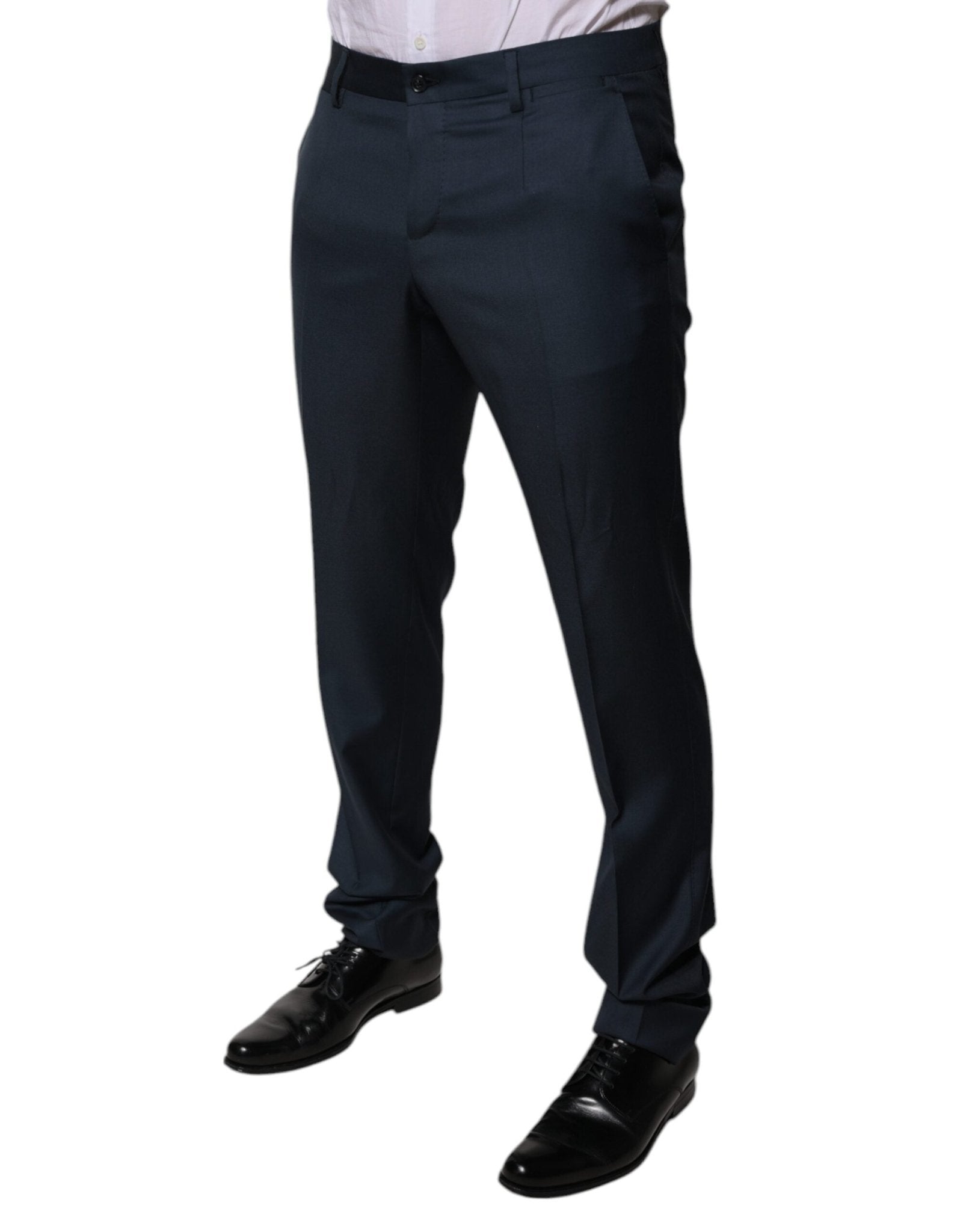 Dolce & Gabbana Blue Wool Tapered Formal Dress Pants - RIMODA
