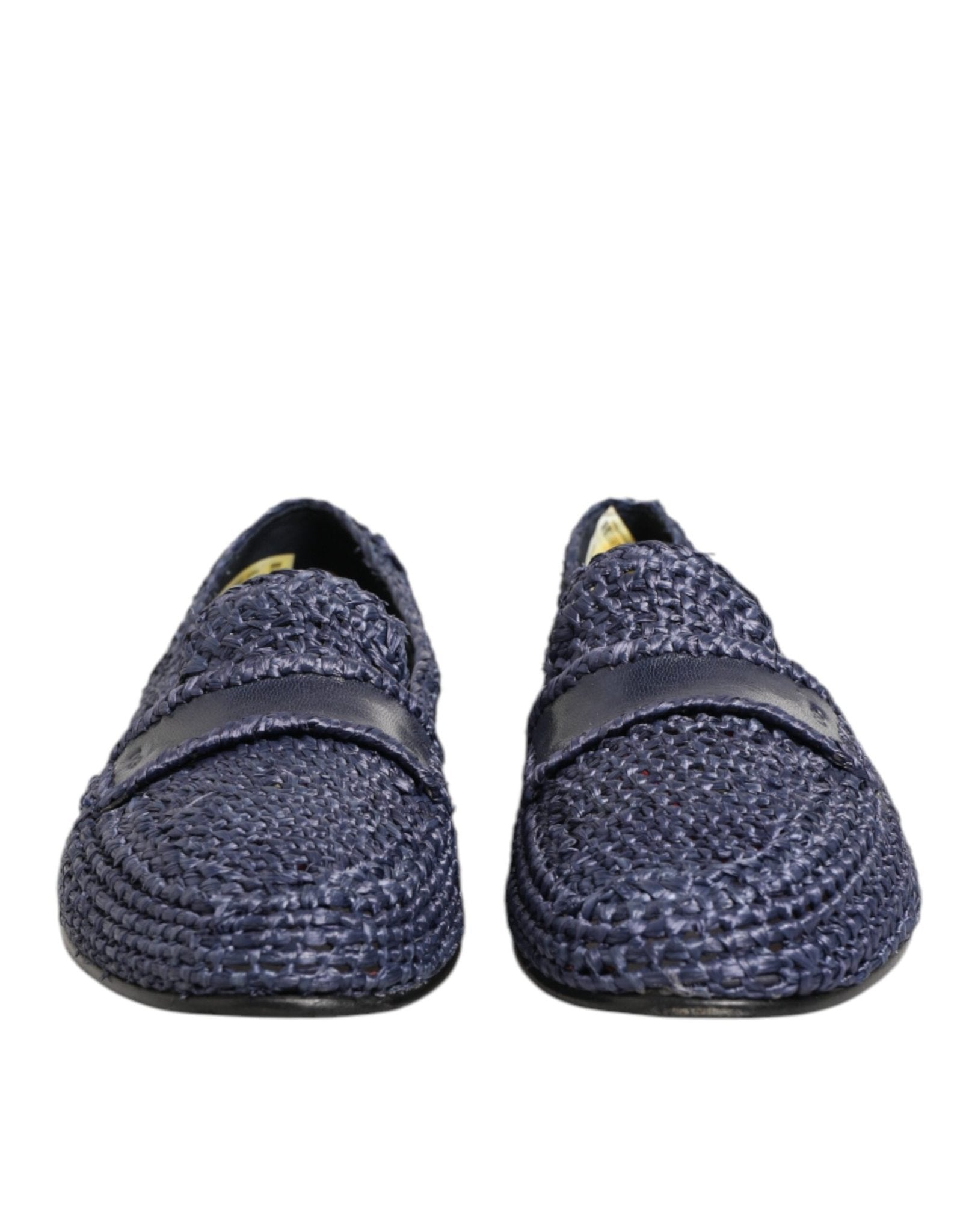 Dolce & Gabbana Blue Woven Leather Slip On Loafers Men Shoes - RIMODA