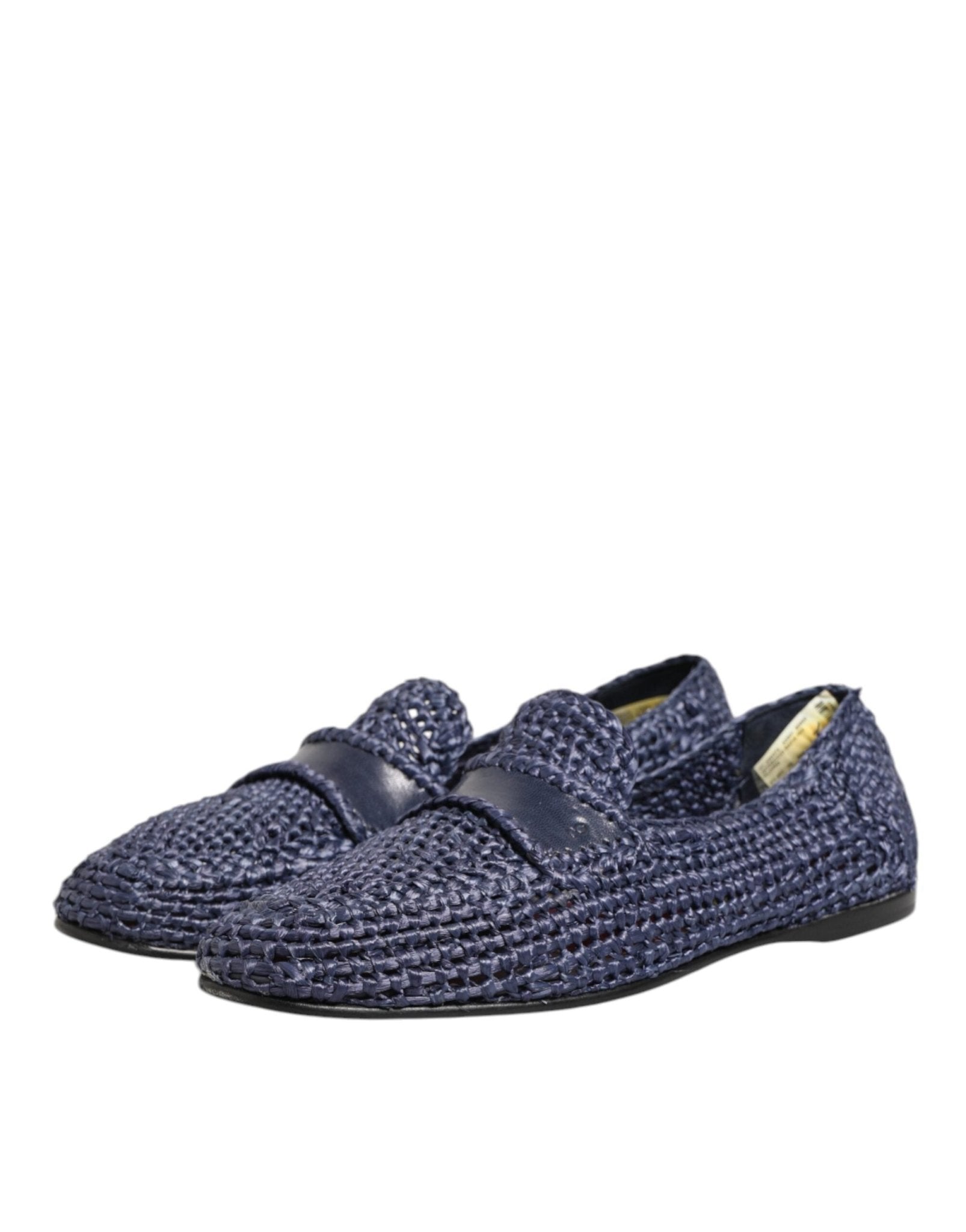 Dolce & Gabbana Blue Woven Leather Slip On Loafers Men Shoes - RIMODA