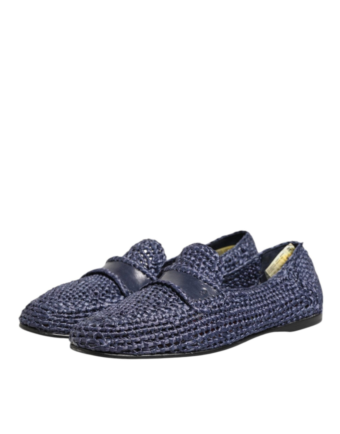 Dolce & Gabbana Blue Woven Leather Slip On Loafers Men Shoes - RIMODA