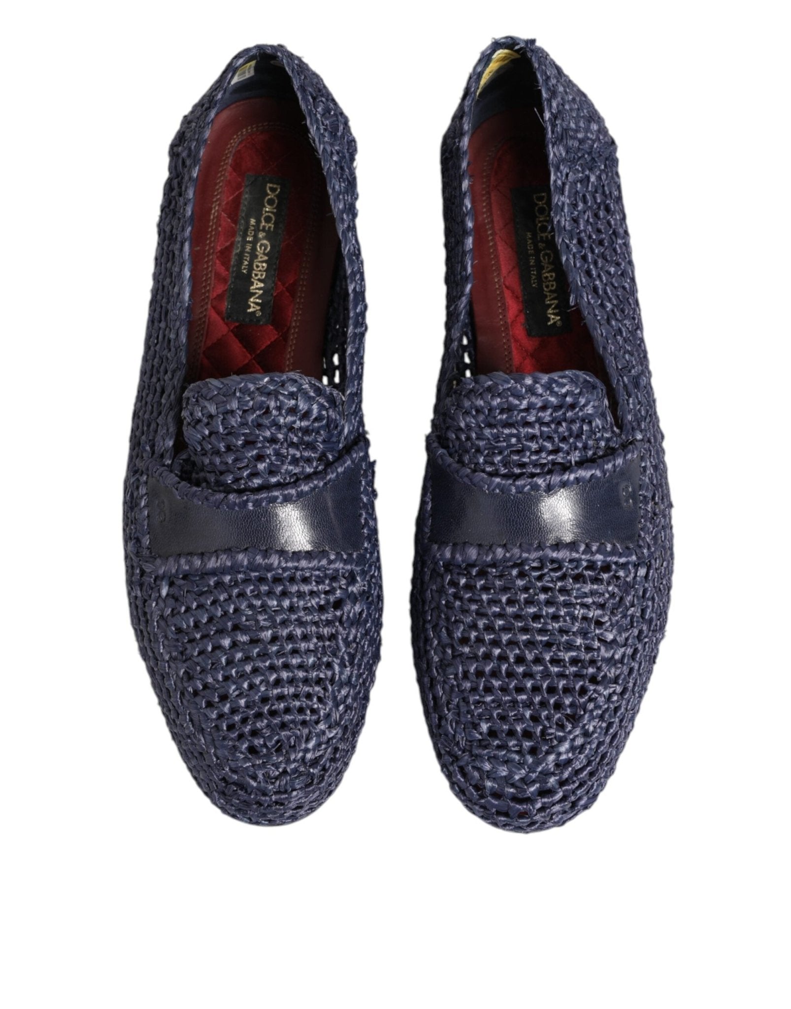 Dolce & Gabbana Blue Woven Leather Slip On Loafers Men Shoes - RIMODA