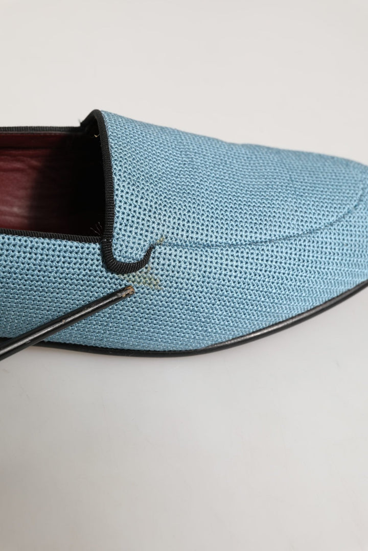 Dolce & Gabbana Blue Woven Men Slip On Dress Loafers Shoes - RIMODA