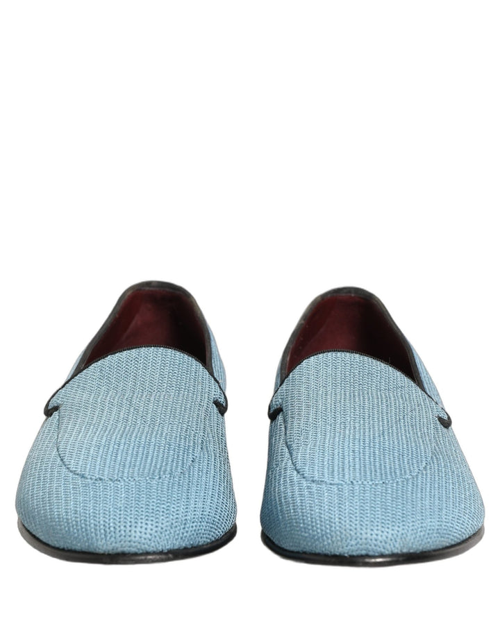 Dolce & Gabbana Blue Woven Men Slip On Dress Loafers Shoes - RIMODA