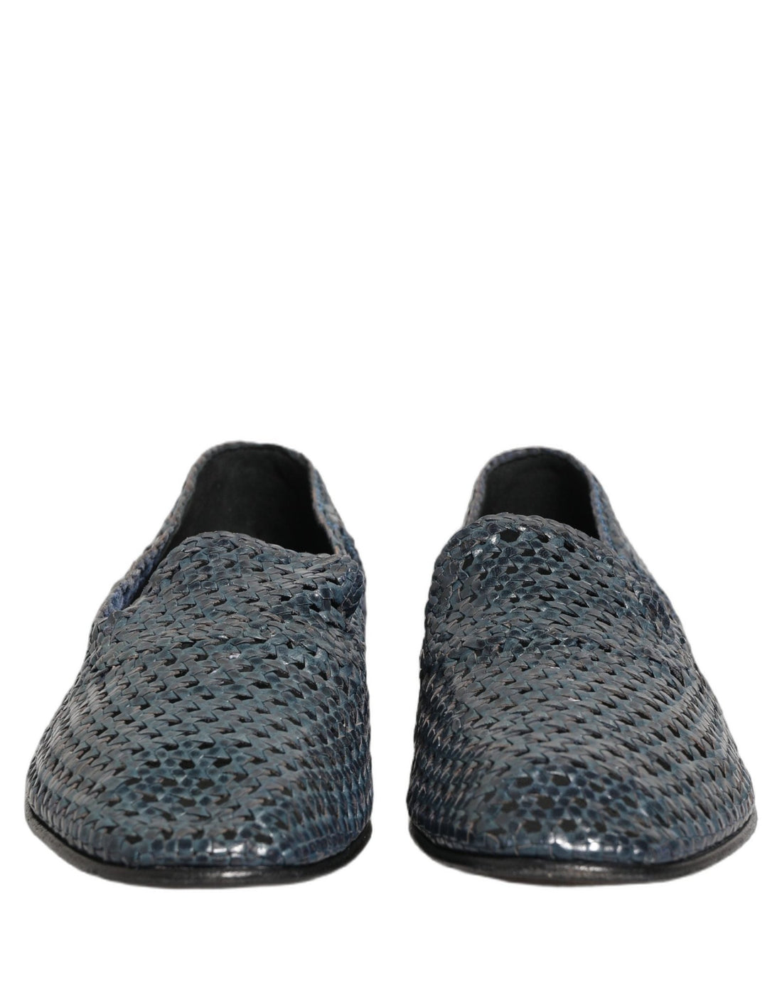 Dolce & Gabbana Blue Woven Raffia Slip On Loafers Men Shoes - RIMODA