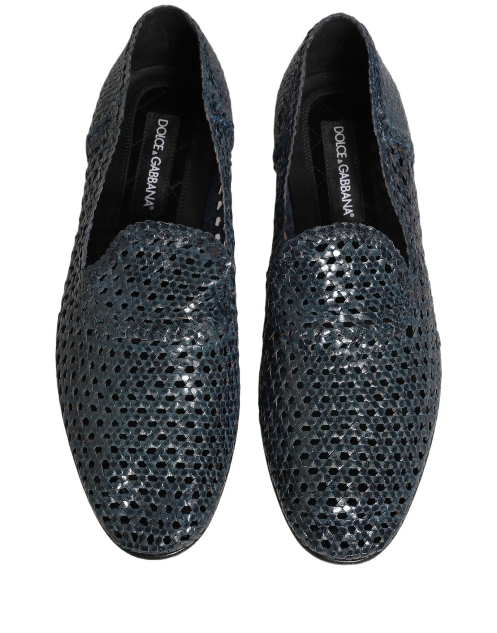 Dolce & Gabbana Blue Woven Raffia Slip On Loafers Men Shoes - RIMODA